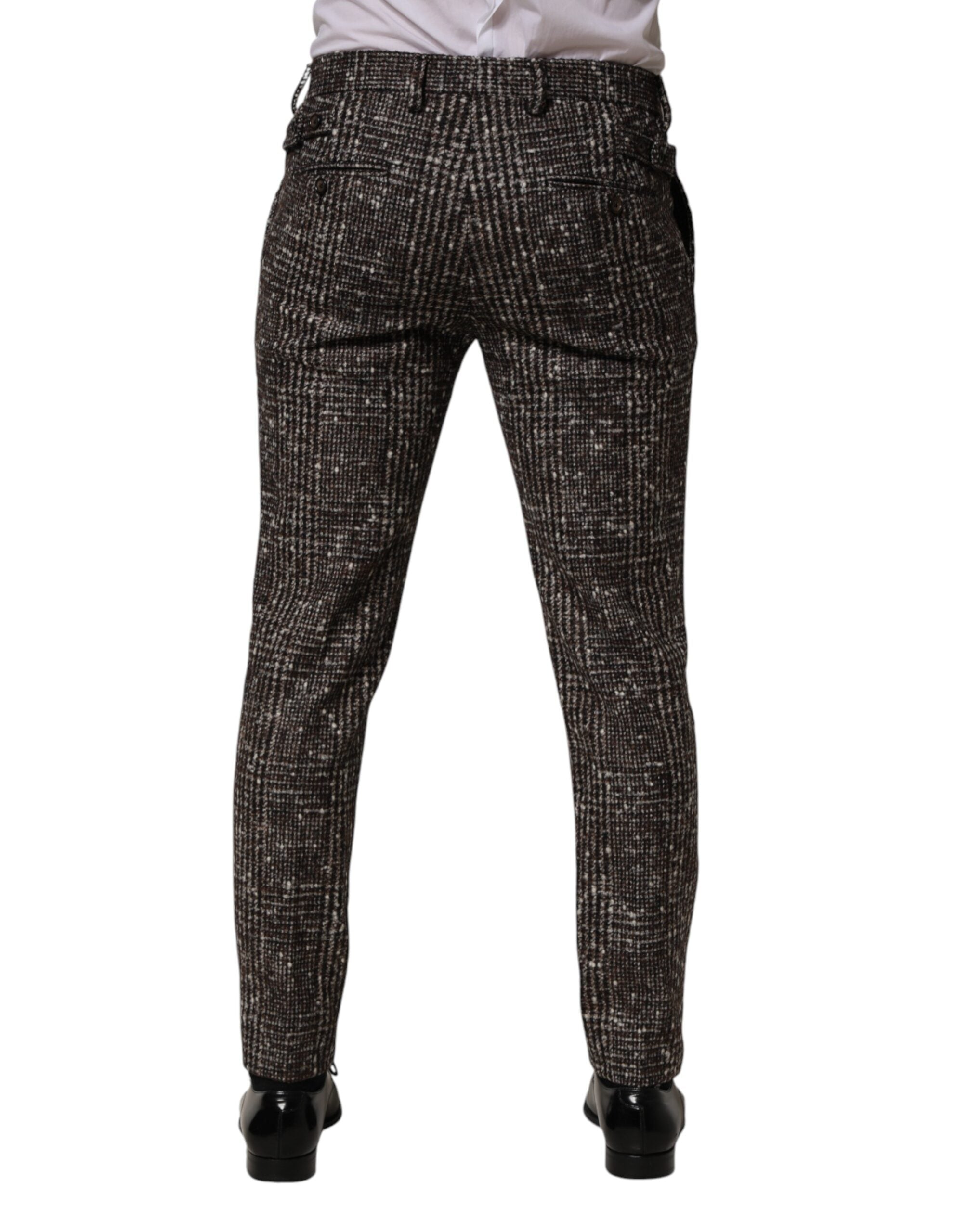 Dolce & Gabbana Braune Woll-Karree-Röhrenhose für Kleider