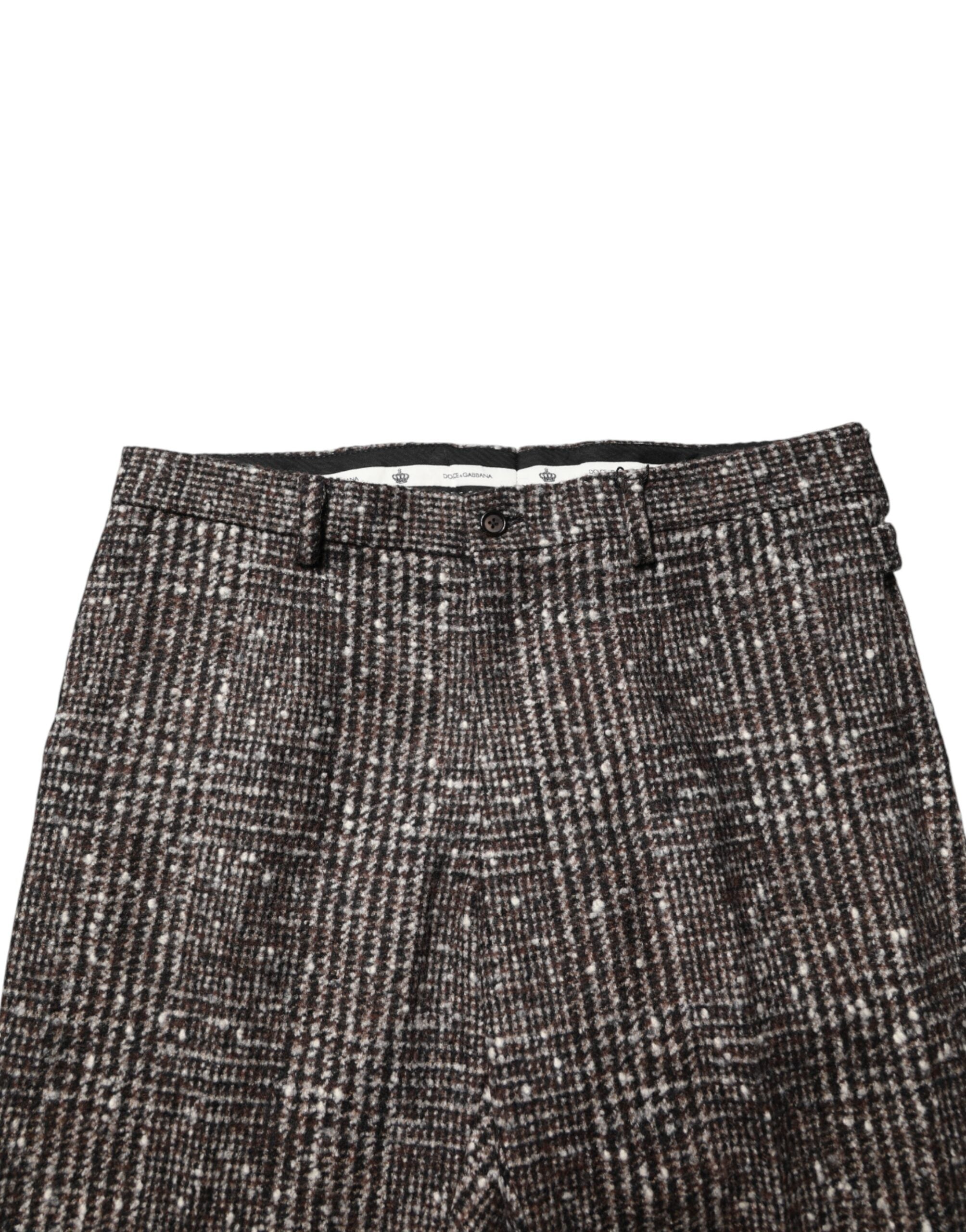 Dolce & Gabbana Braune Woll-Karree-Röhrenhose für Kleider