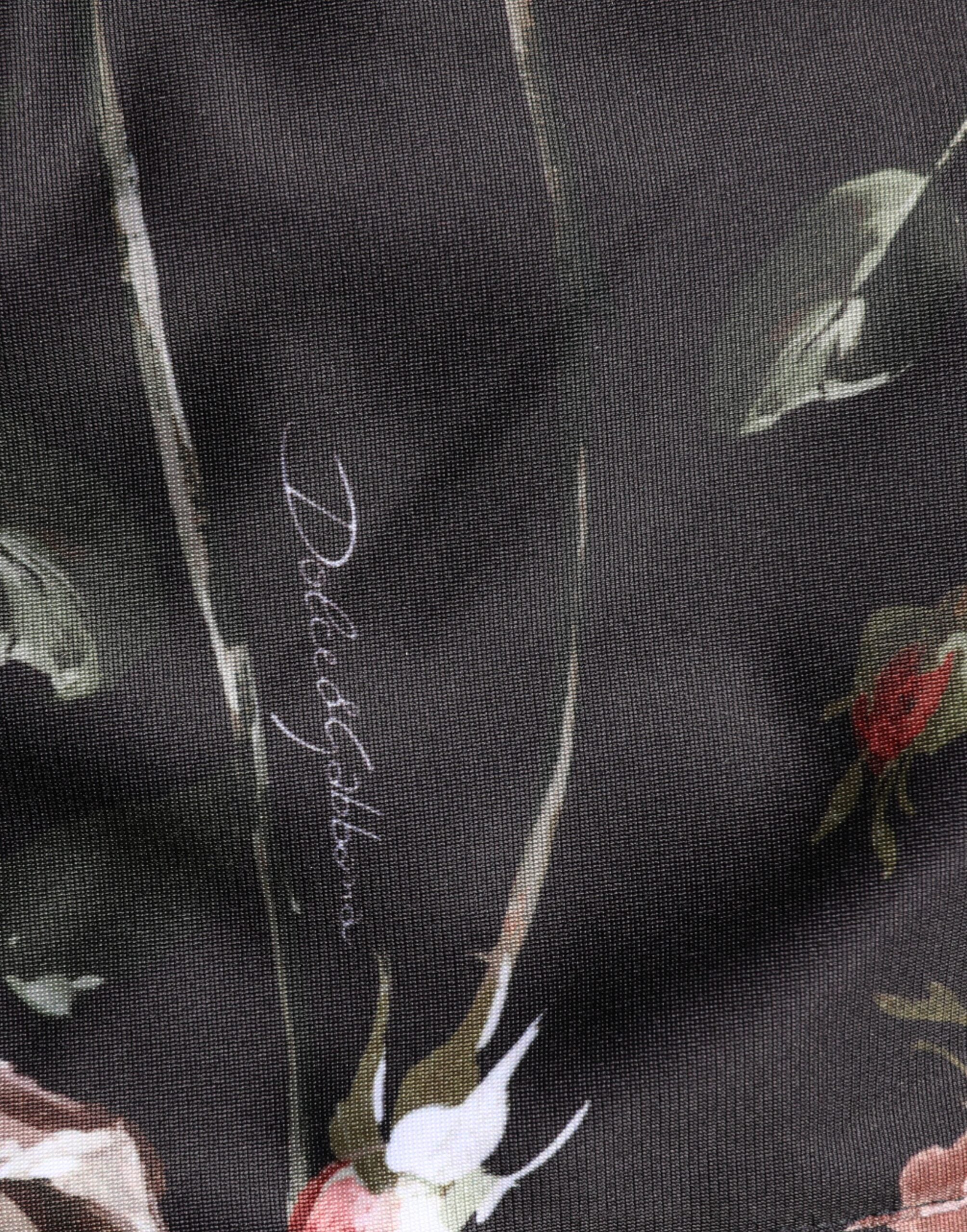 Dolce & Gabbana Schwarze Chinohose mit geradem Bein und Blumenmuster