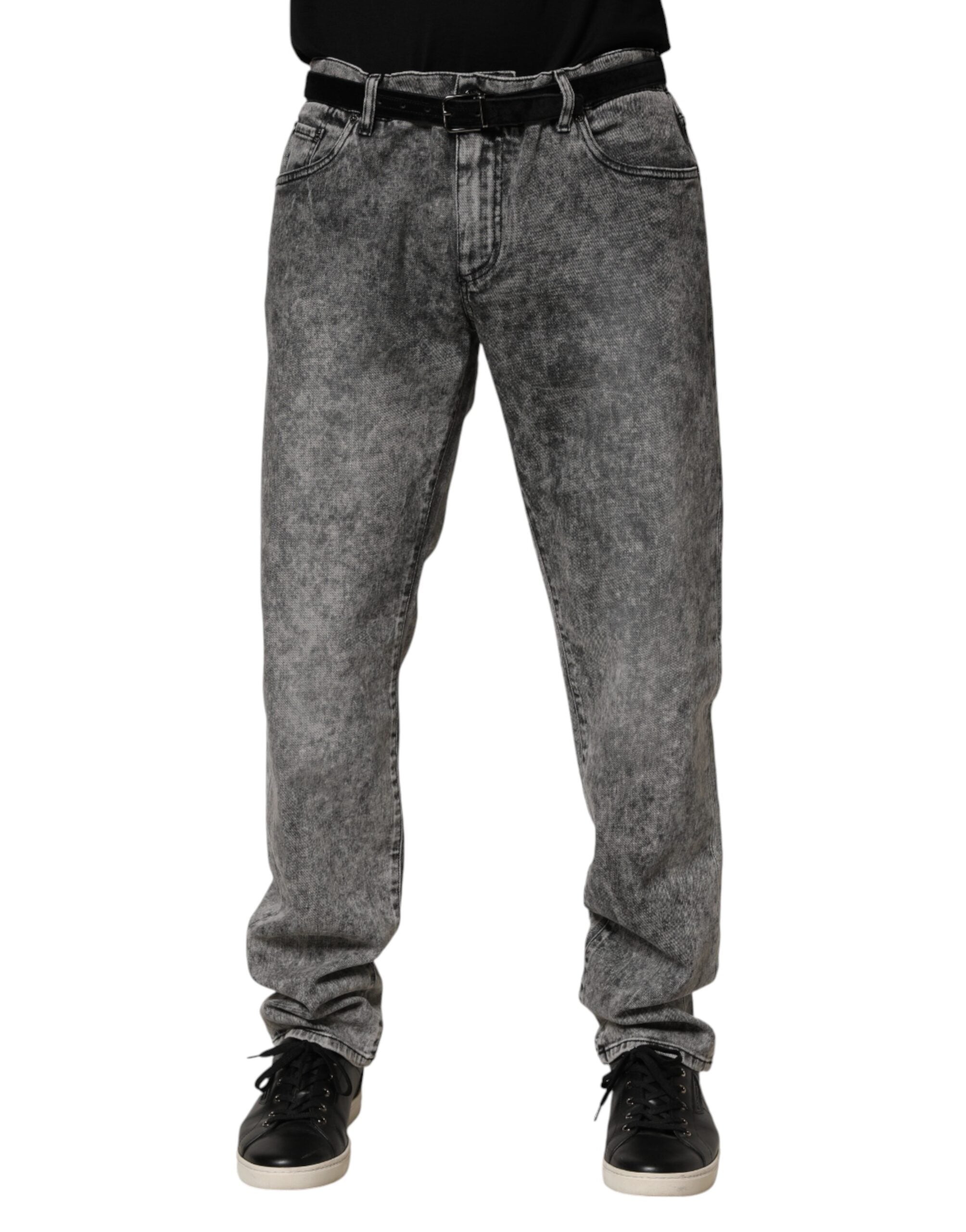 Dolce & Gabbana Graue Baumwoll-Jeans mit geradem Bein