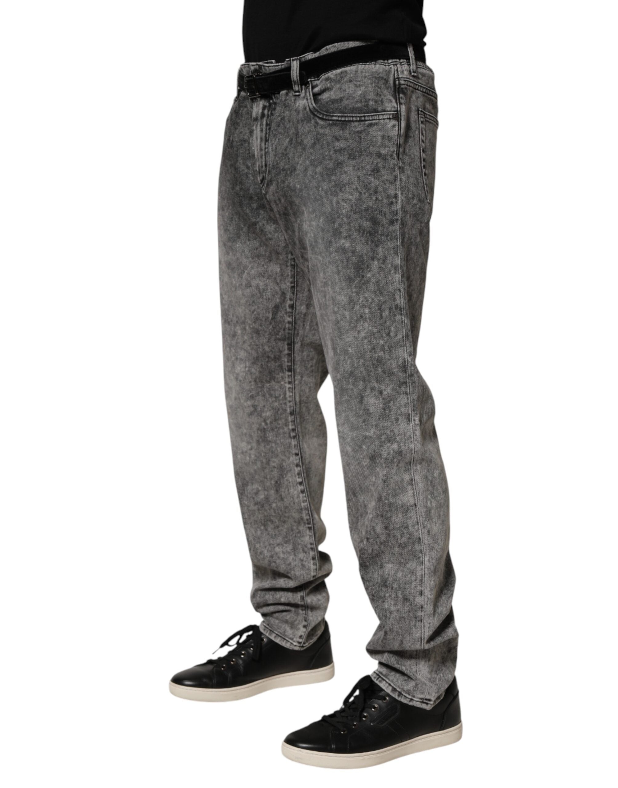 Dolce & Gabbana Graue Baumwoll-Jeans mit geradem Bein