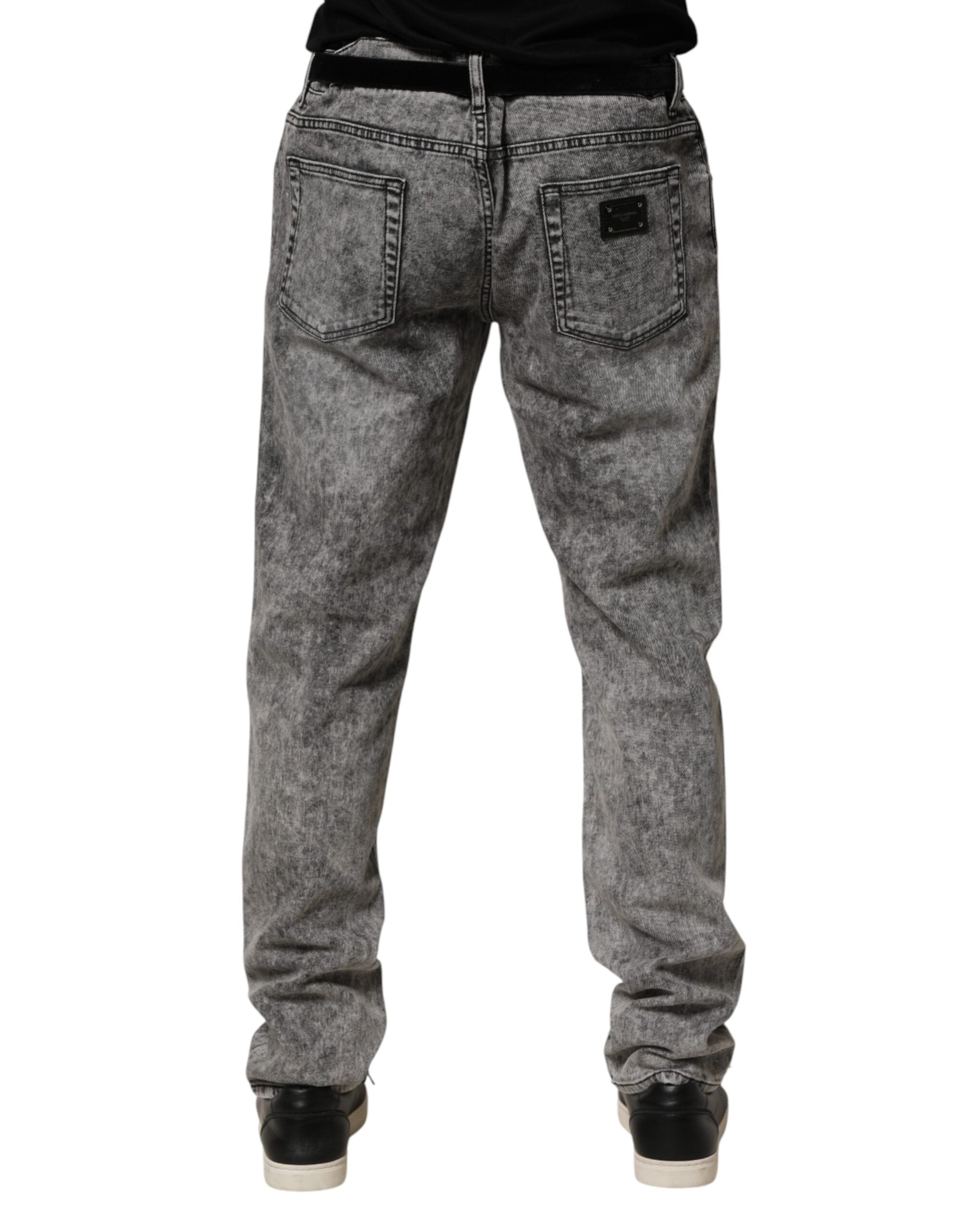 Dolce & Gabbana Graue Baumwoll-Jeans mit geradem Bein