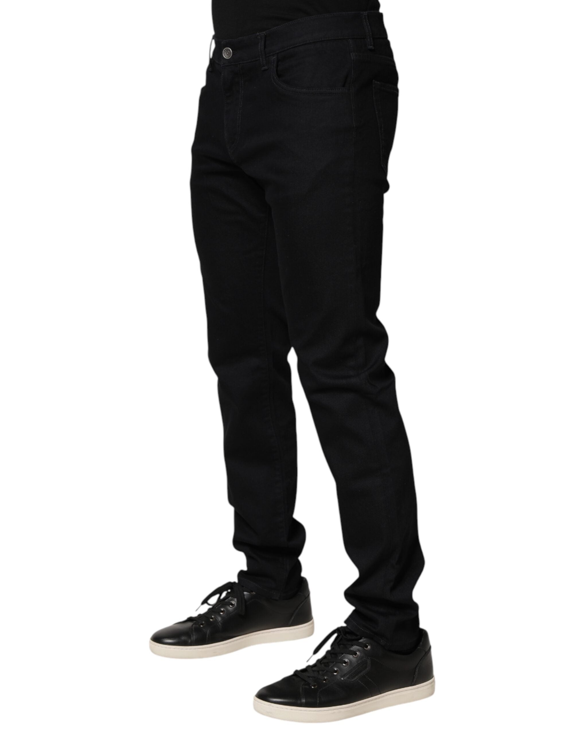 Dolce & Gabbana Schwarze Skinny-Jeans aus Baumwolle mit Blumenmuster für Herren