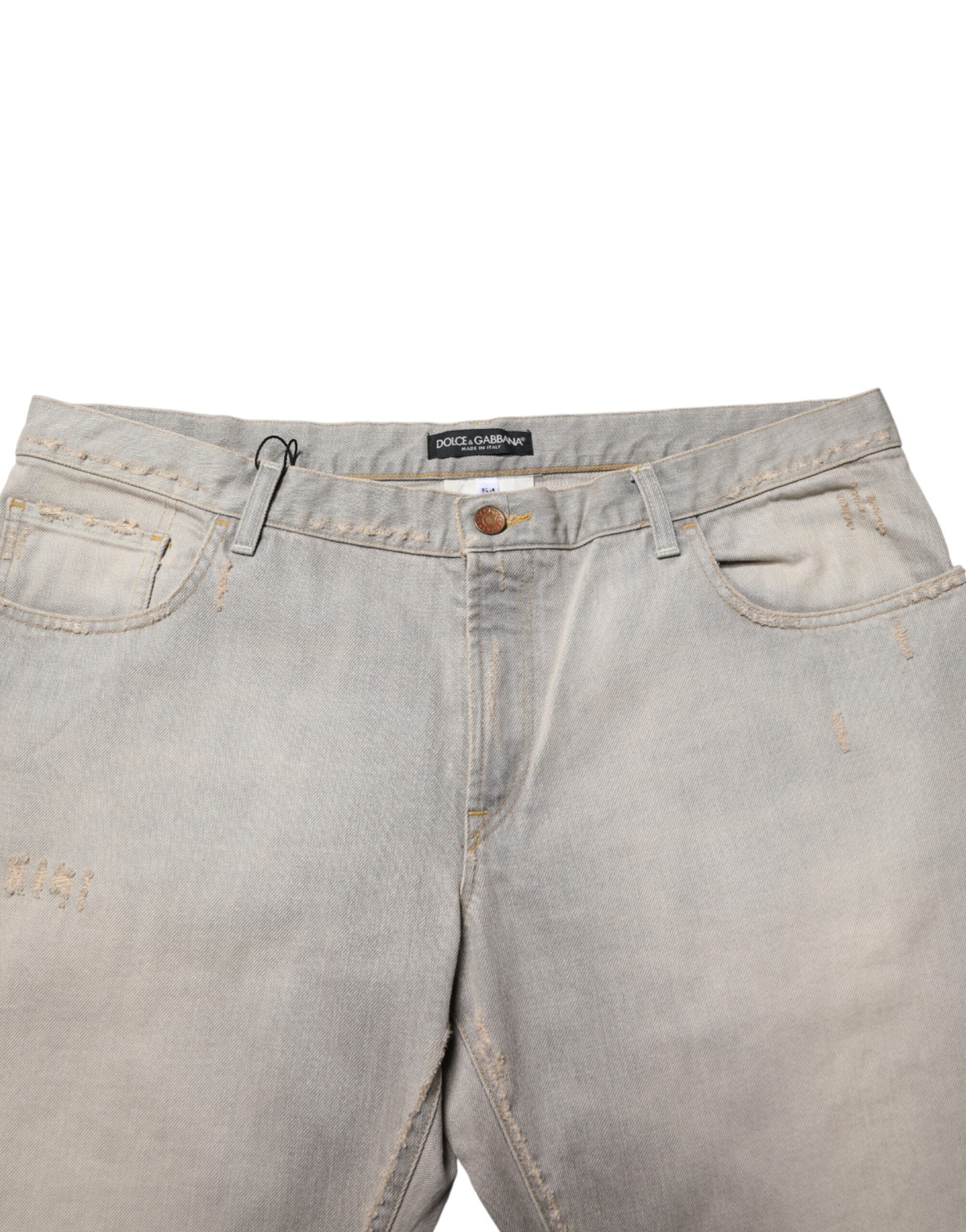 Dolce & Gabbana Hellgraue gerade Baumwoll-Denim-Hose
