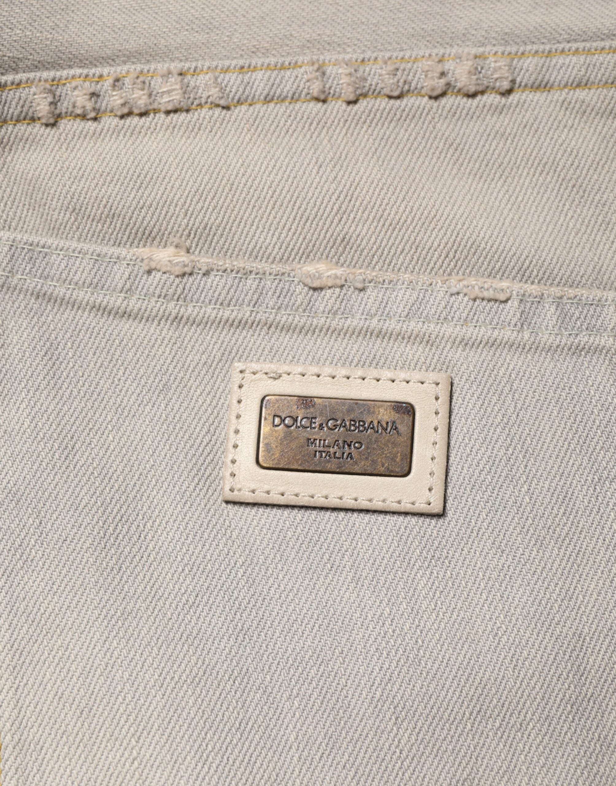 Dolce & Gabbana Hellgraue gerade Baumwoll-Denim-Hose