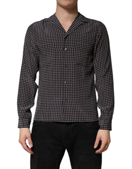 Dolce & Gabbana Schwarzes Hemd aus Seide mit Muster für Herren