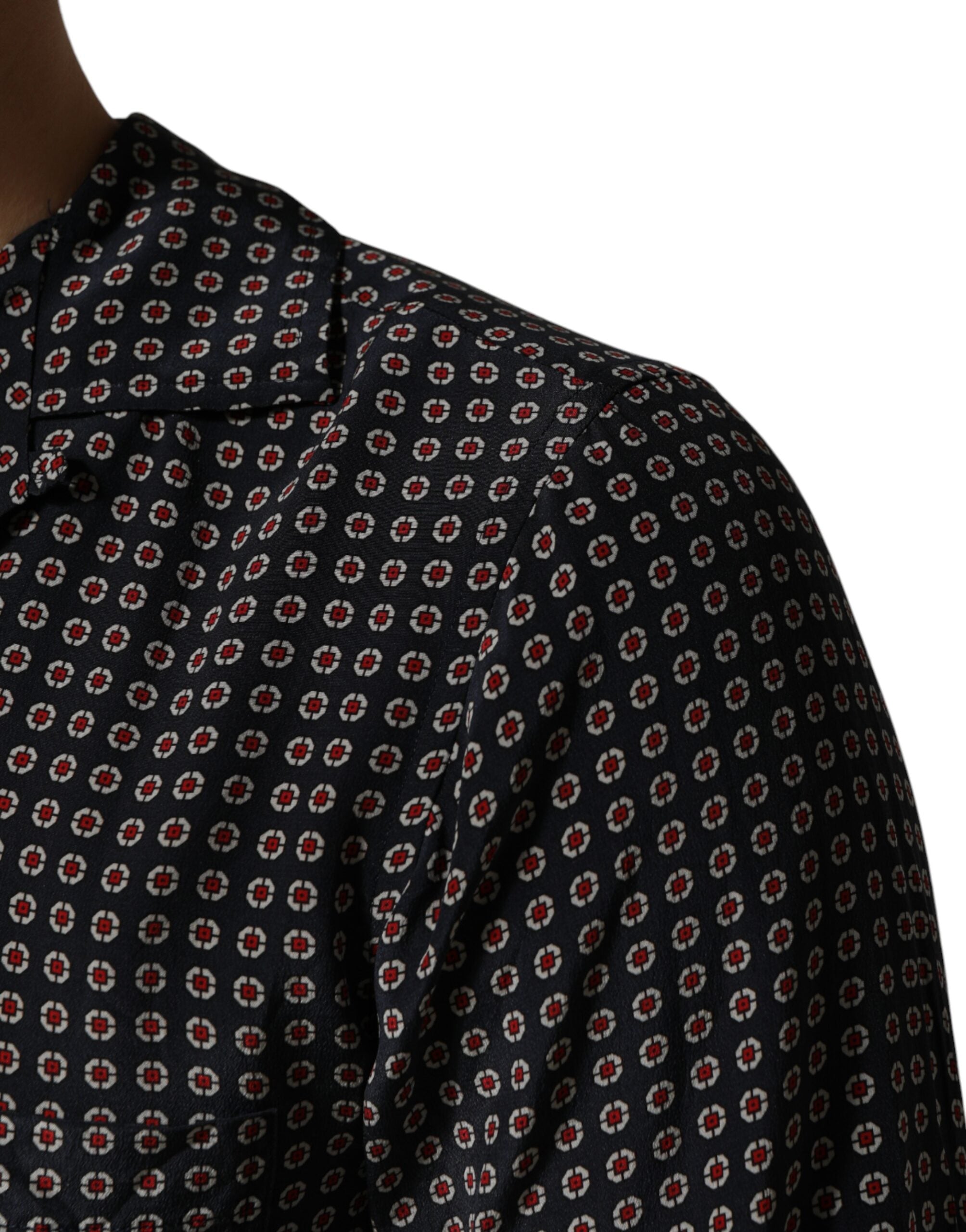 Dolce & Gabbana Schwarzes Hemd aus Seide mit Muster für Herren