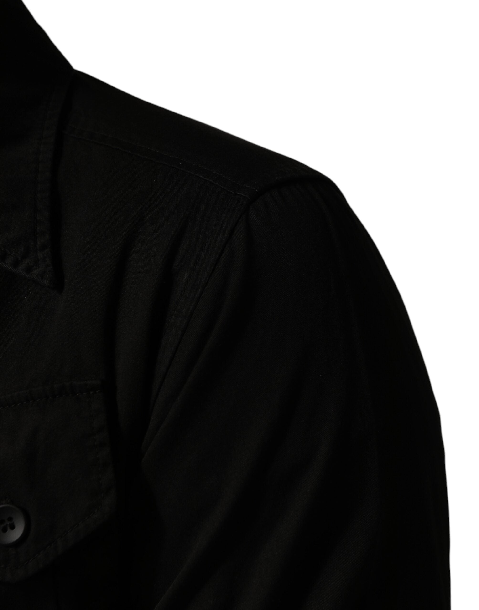 Dolce & Gabbana Schwarzes Baumwollhemd mit Kragen für Herren, Button-Down