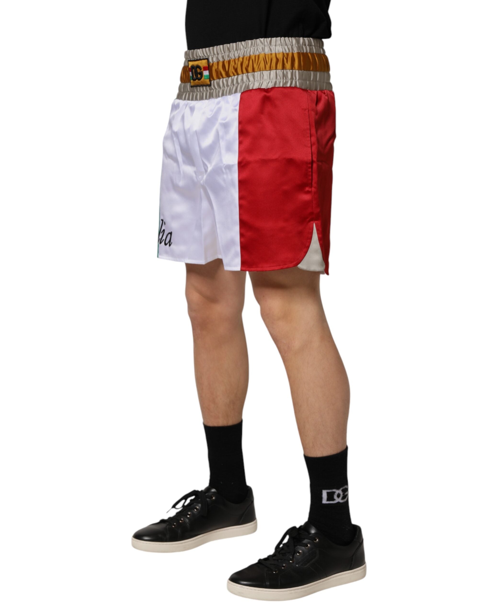 Dolce & Gabbana Mehrfarbige Bermuda-Shorts aus Polyester, Made in Italy