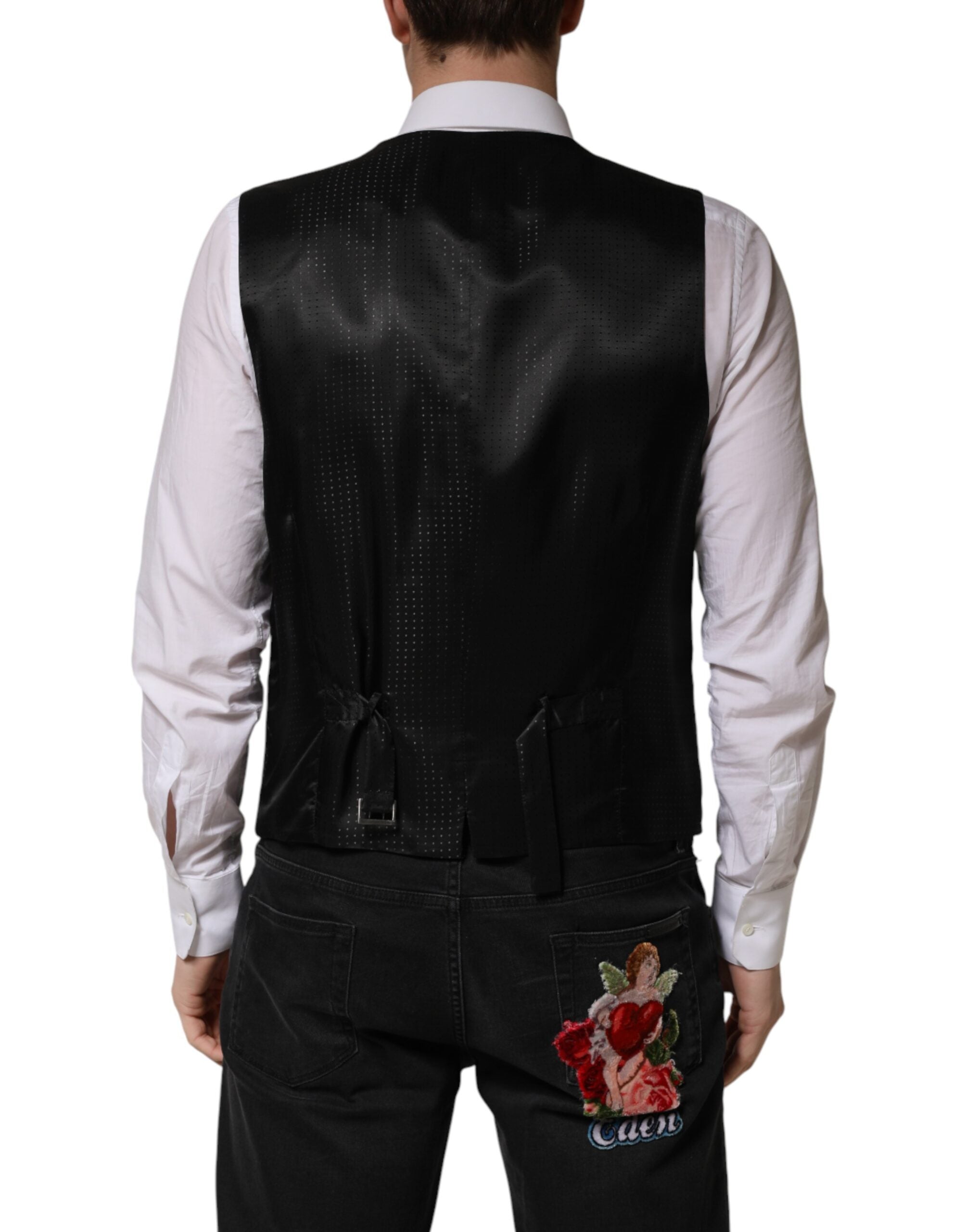 Dolce & Gabbana Schwarze Wollweste für Herren – Formeller Schnitt