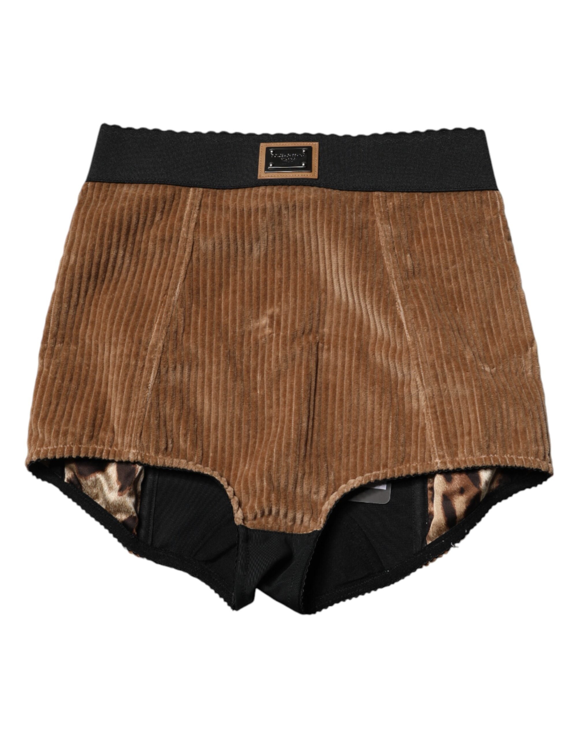 Dolce & Gabbana Braune Baumwoll-Hotpants mit hoher Taille