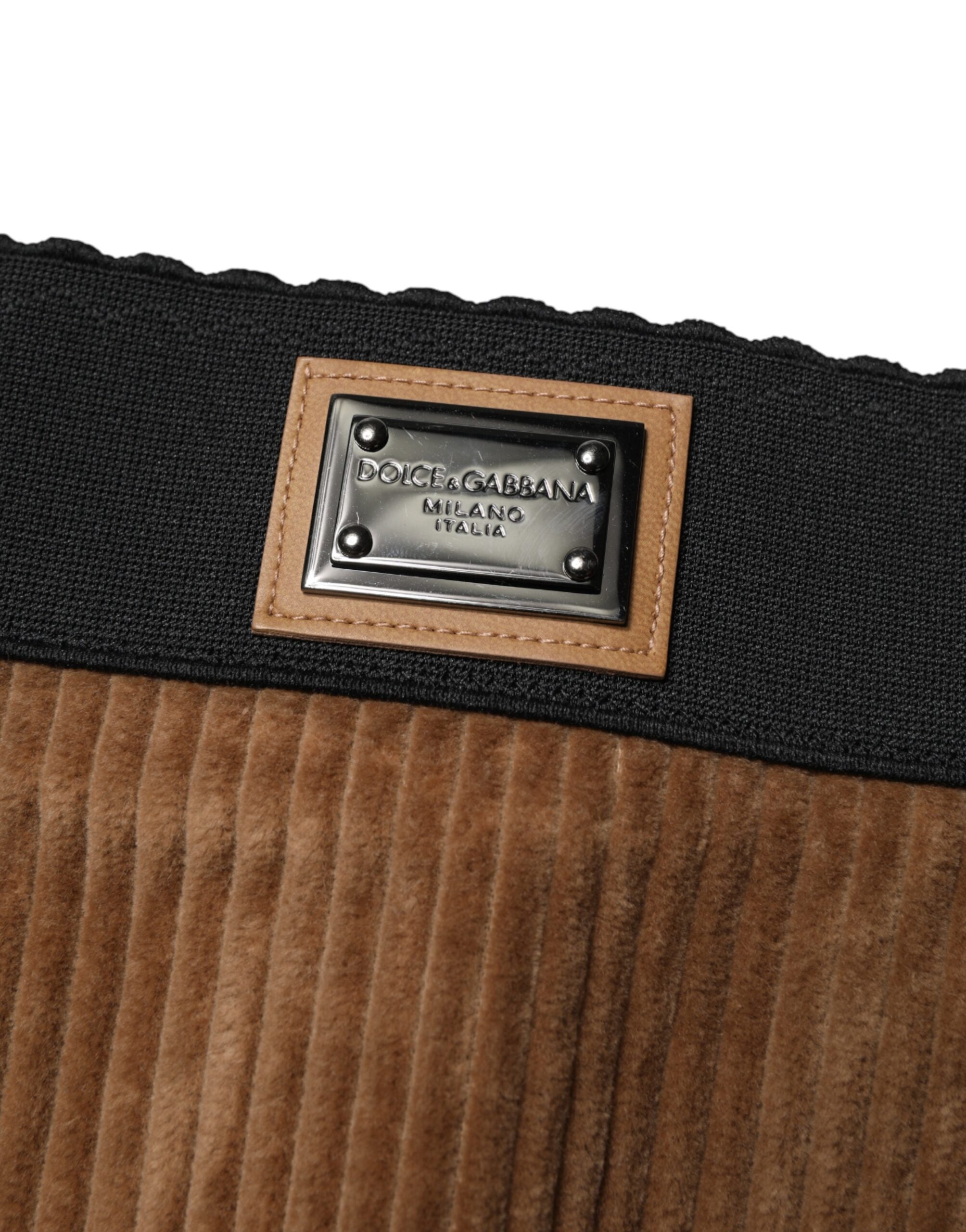Dolce & Gabbana Braune Baumwoll-Hotpants mit hoher Taille