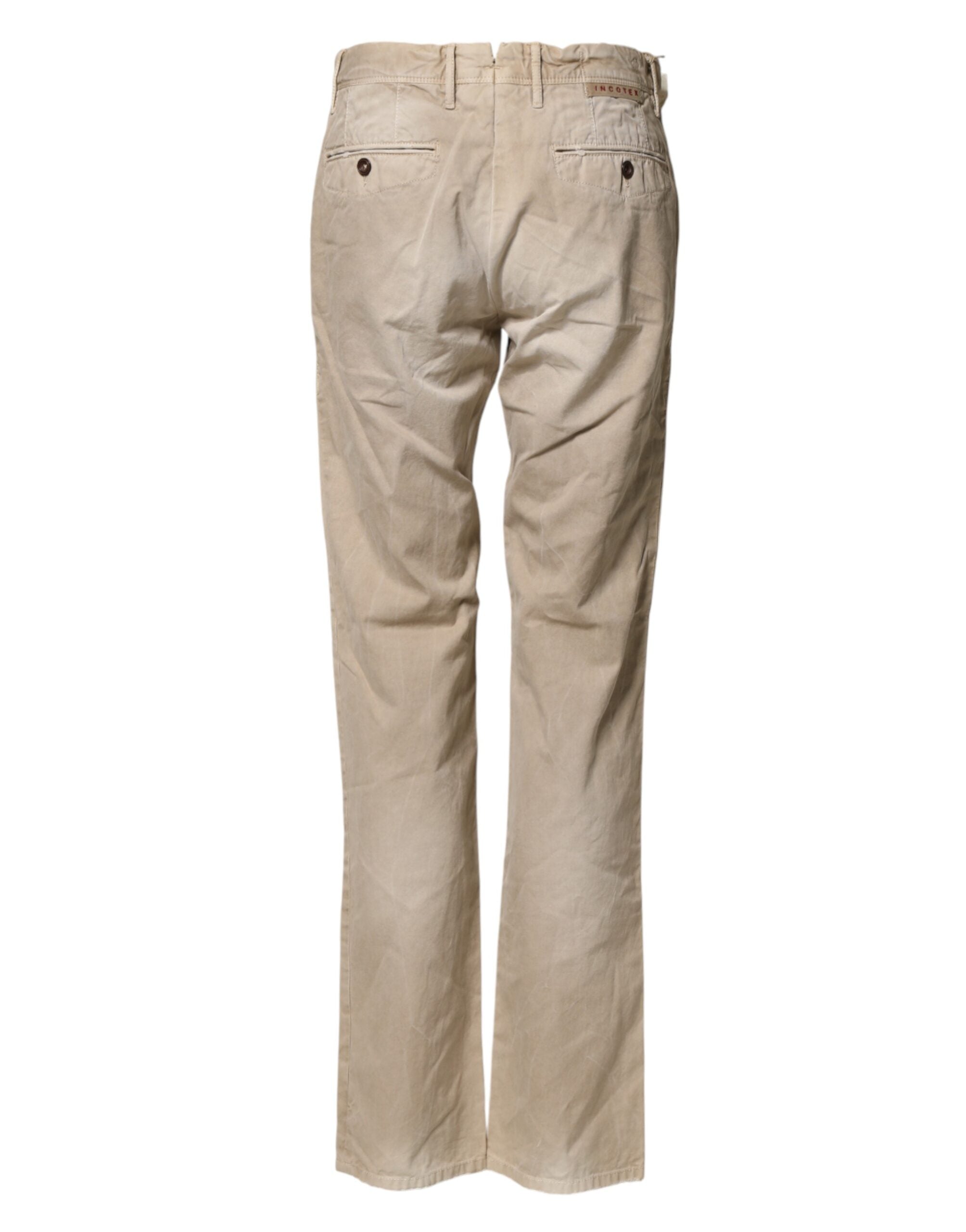 Incotex Beige Mid Waist Straight Damen Freizeithose Chino