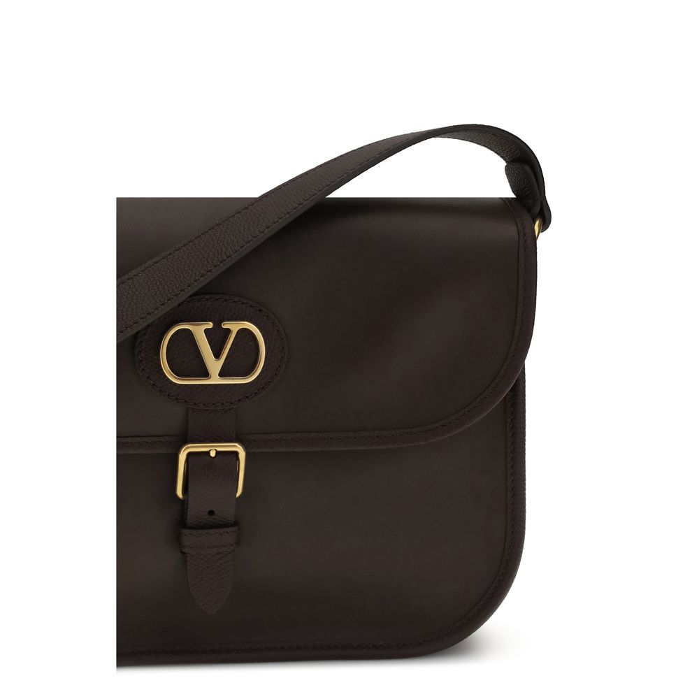 Valentino Garavani Braune Kalbsleder Bos Taurus Schultertasche