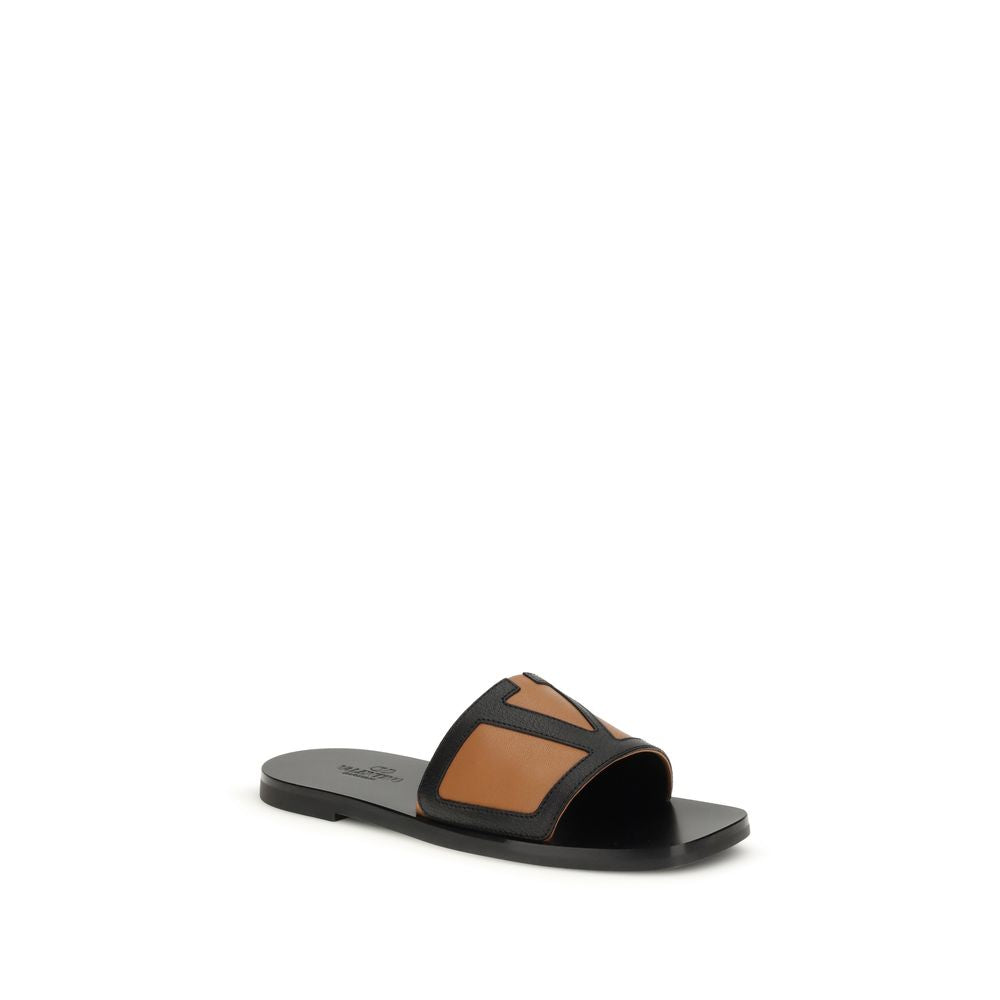 Valentino Garavani Schwarze Bos Taurus Kalbsleder-Sandalen