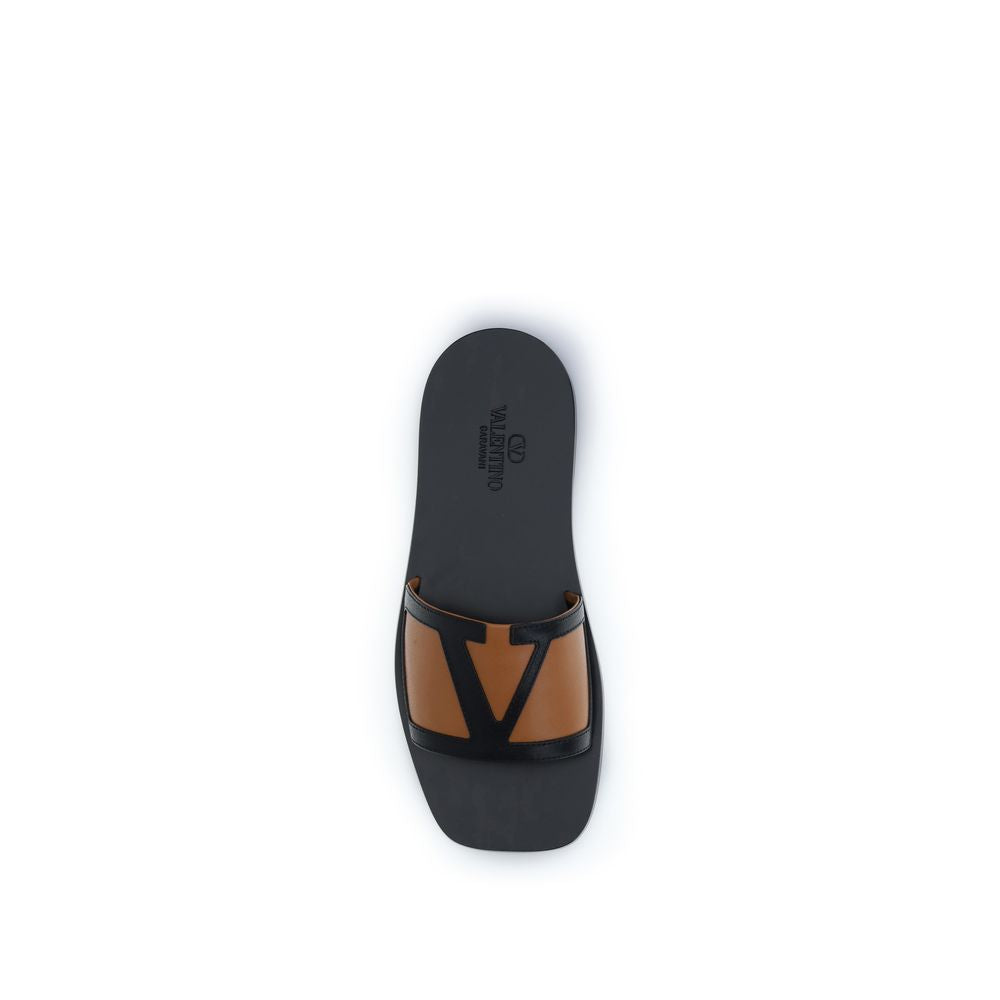 Valentino Garavani Schwarze Bos Taurus Kalbsleder-Sandalen