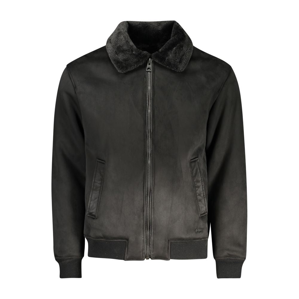 Guess Jeans Nero Poliuretano Herrenjacke