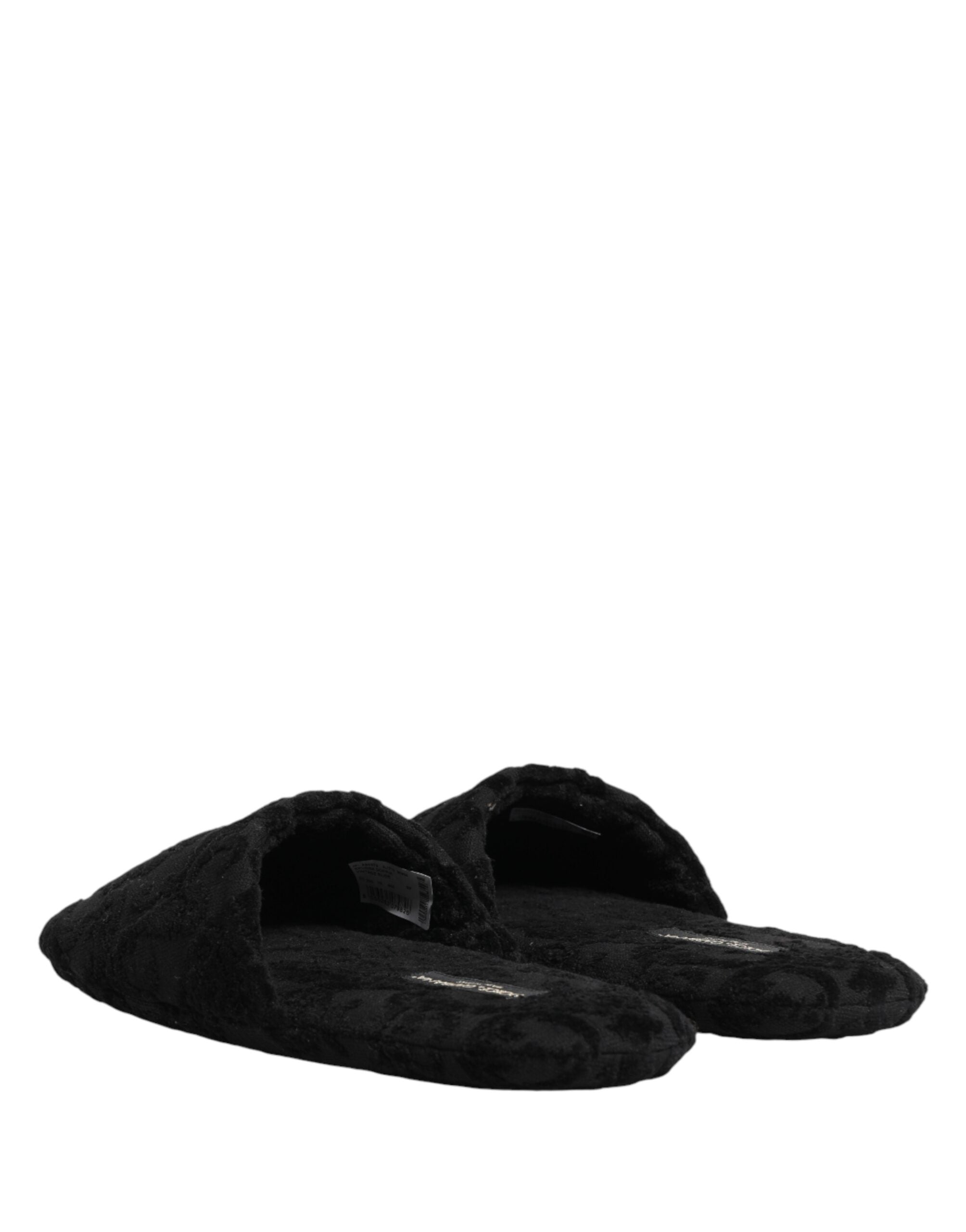 Dolce & Gabbana Schwarze Slipper-Flats mit Logo-Stickerei