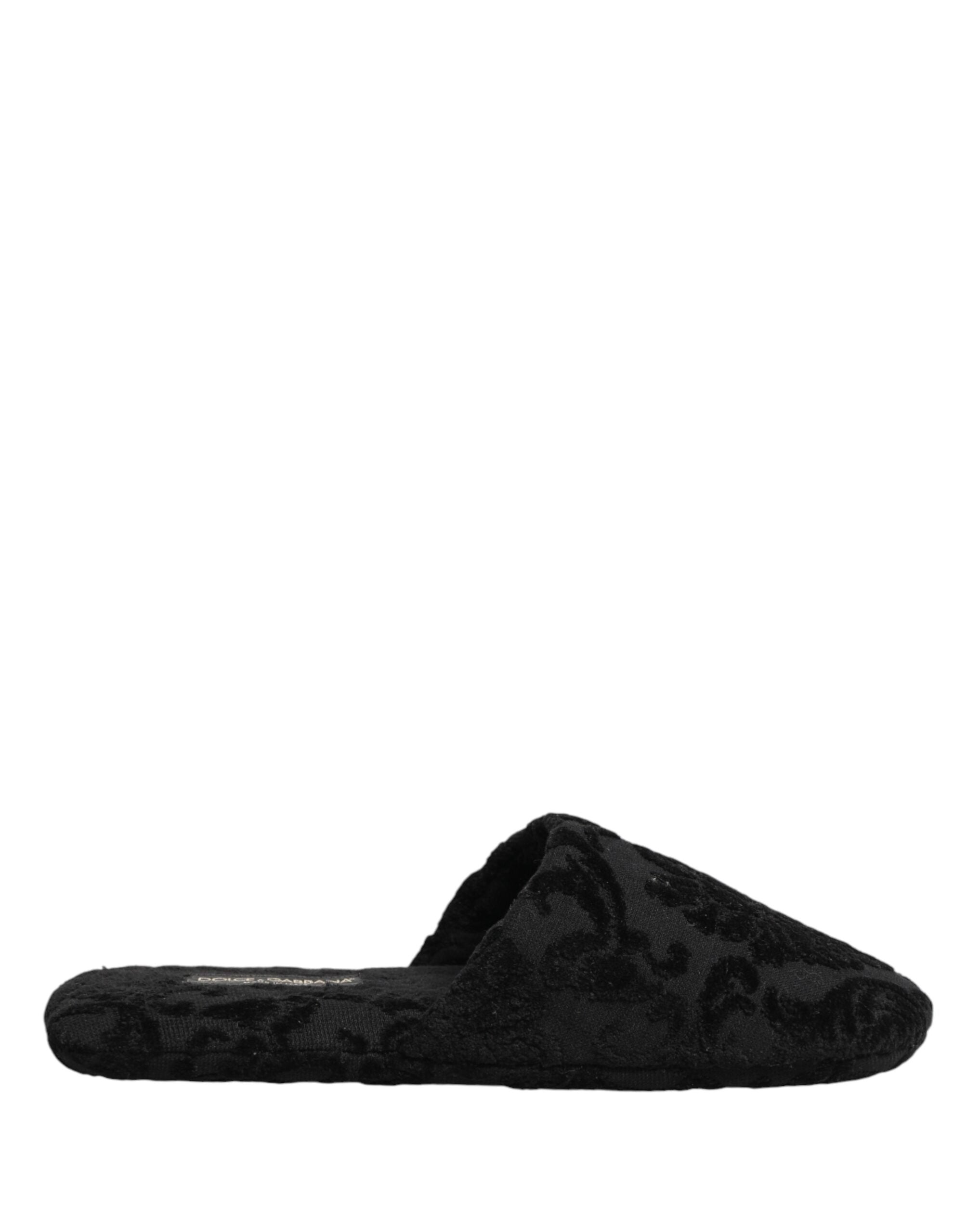 Dolce & Gabbana Schwarze Slipper-Flats mit Logo-Stickerei