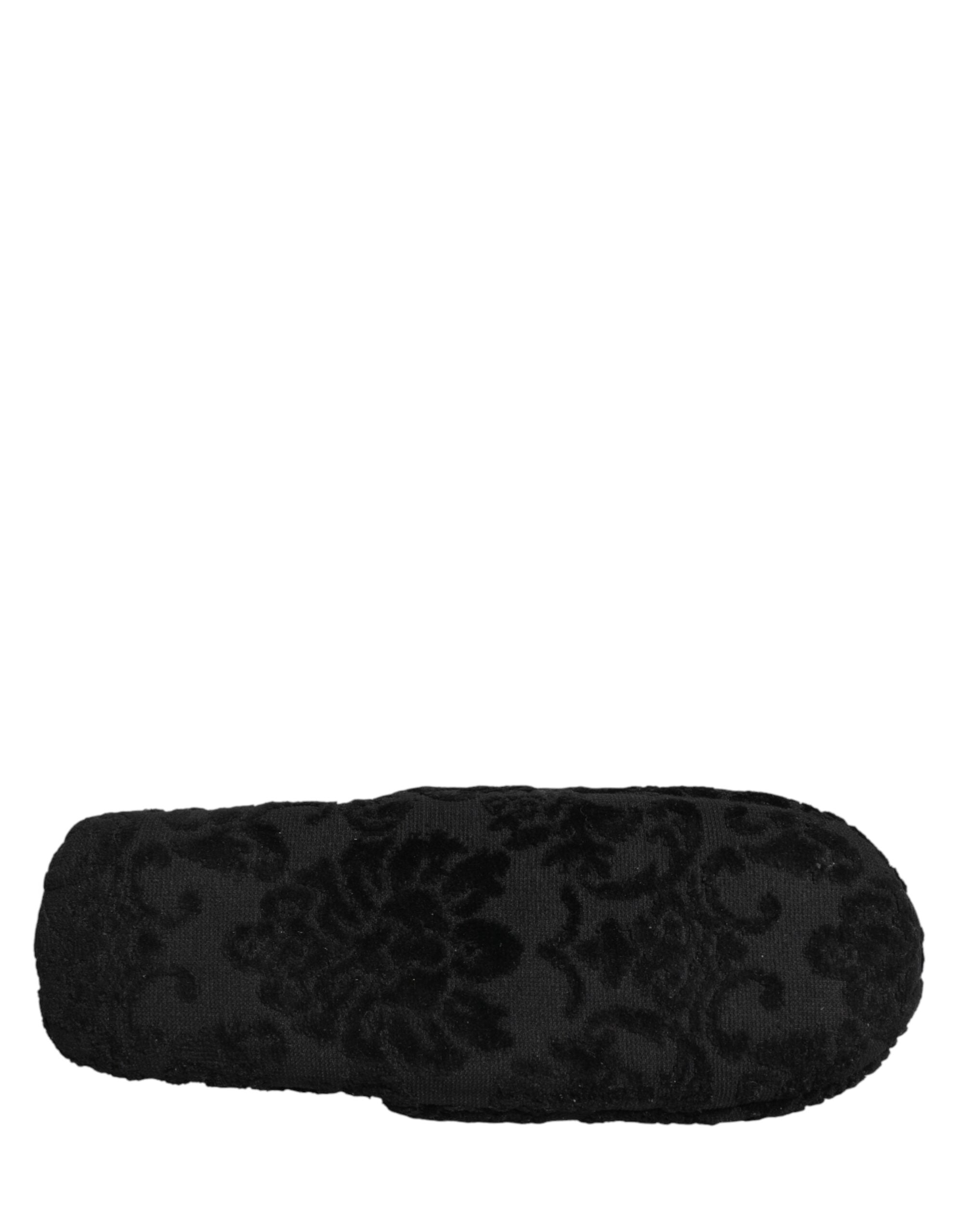 Dolce & Gabbana Schwarze Slipper-Flats mit Logo-Stickerei