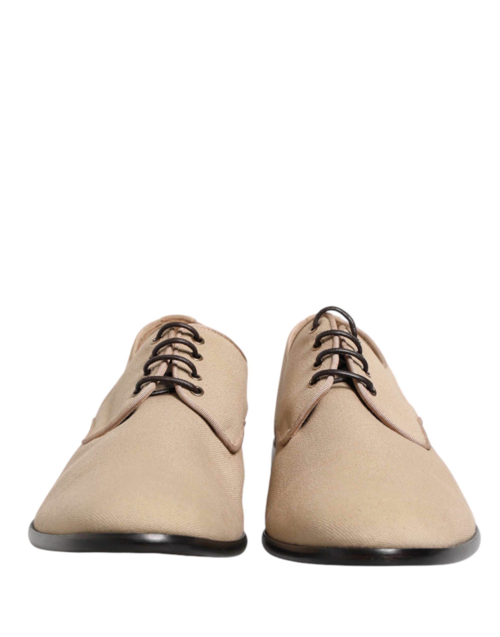 Dolce & Gabbana Beige Canvas Derby Schnürschuhe für Herren