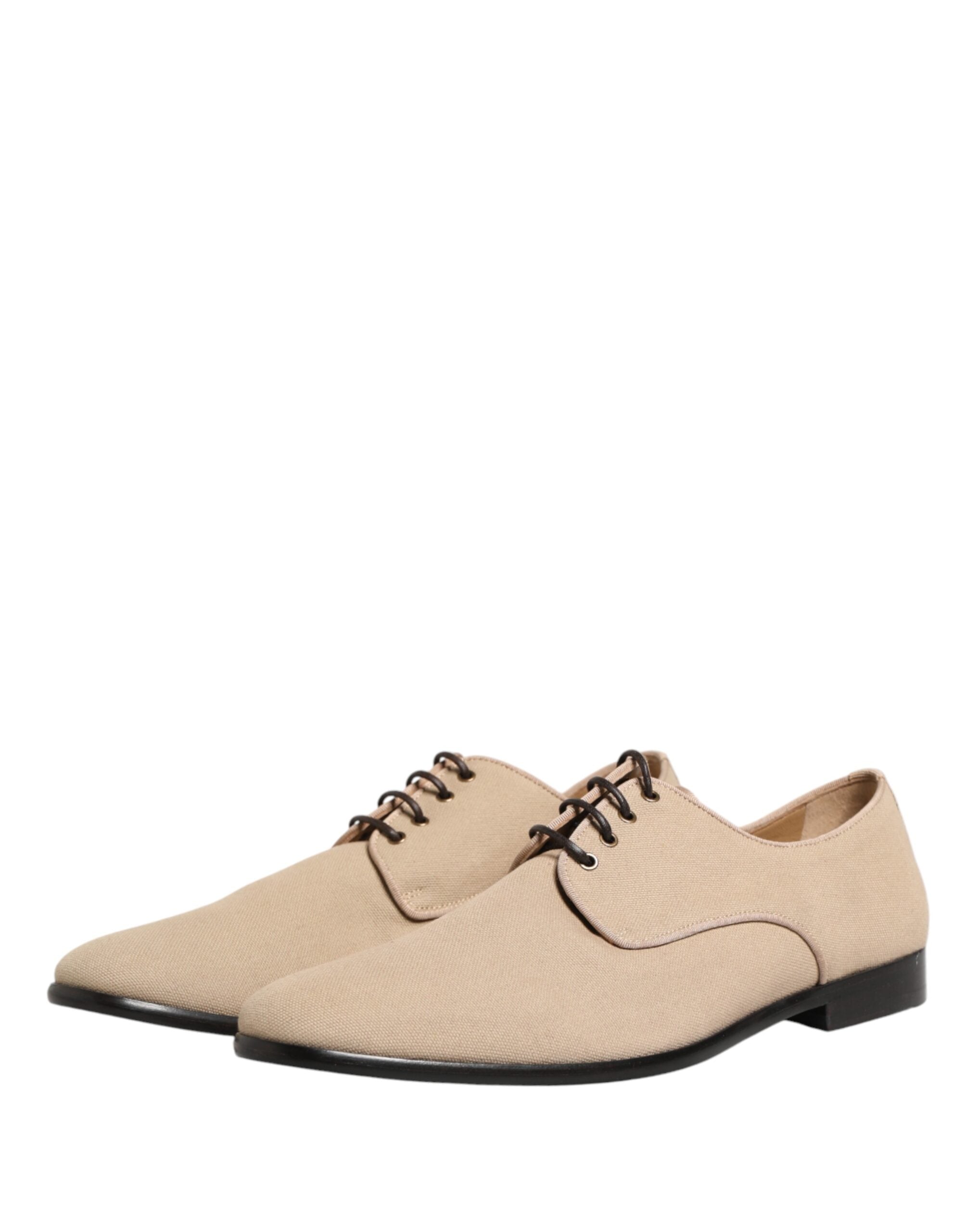 Dolce & Gabbana Beige Canvas Derby Schnürschuhe für Herren