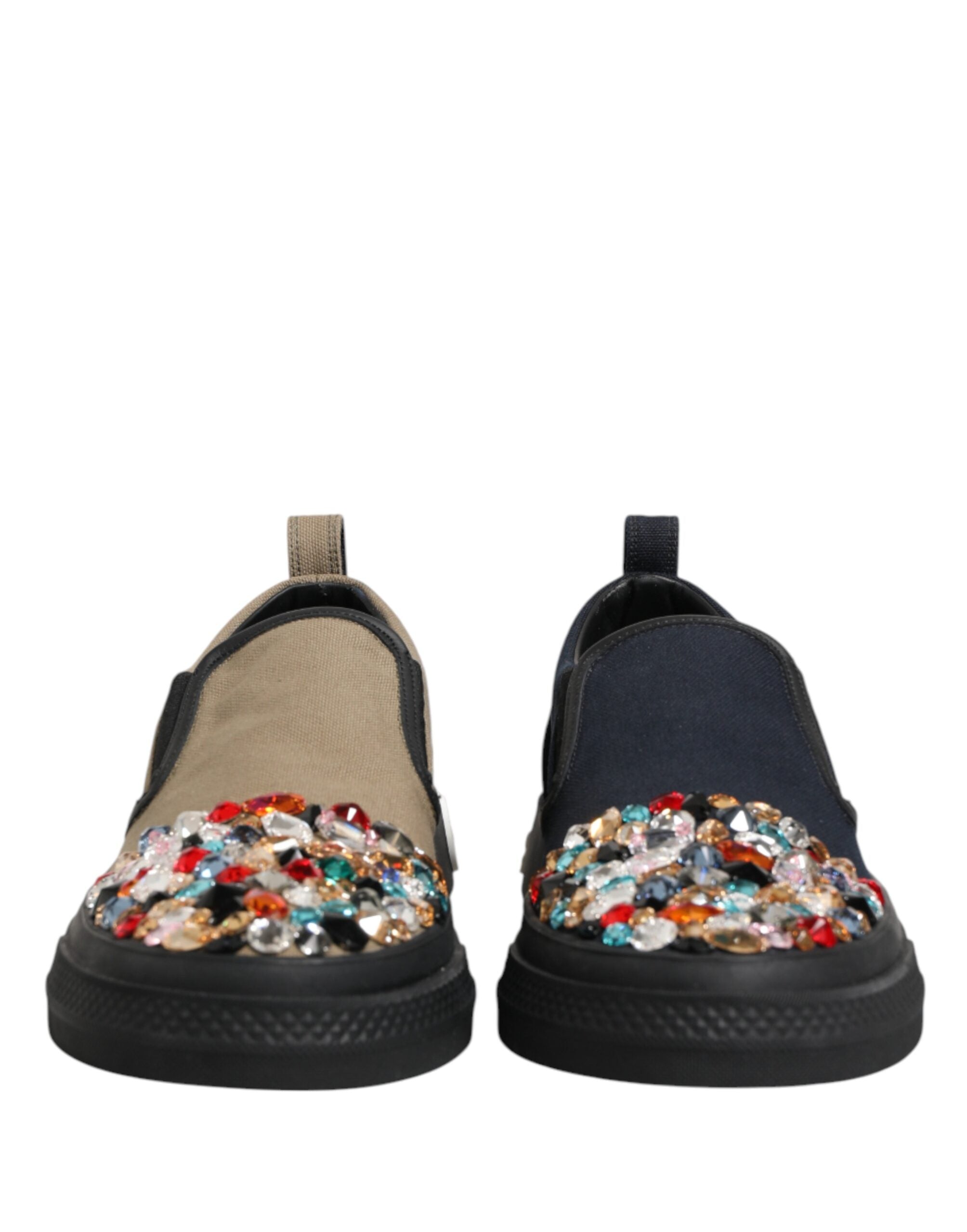 Dolce & Gabbana Blaue Canvas Sneaker mit Verzierungen zum Schlüpfen für Herren