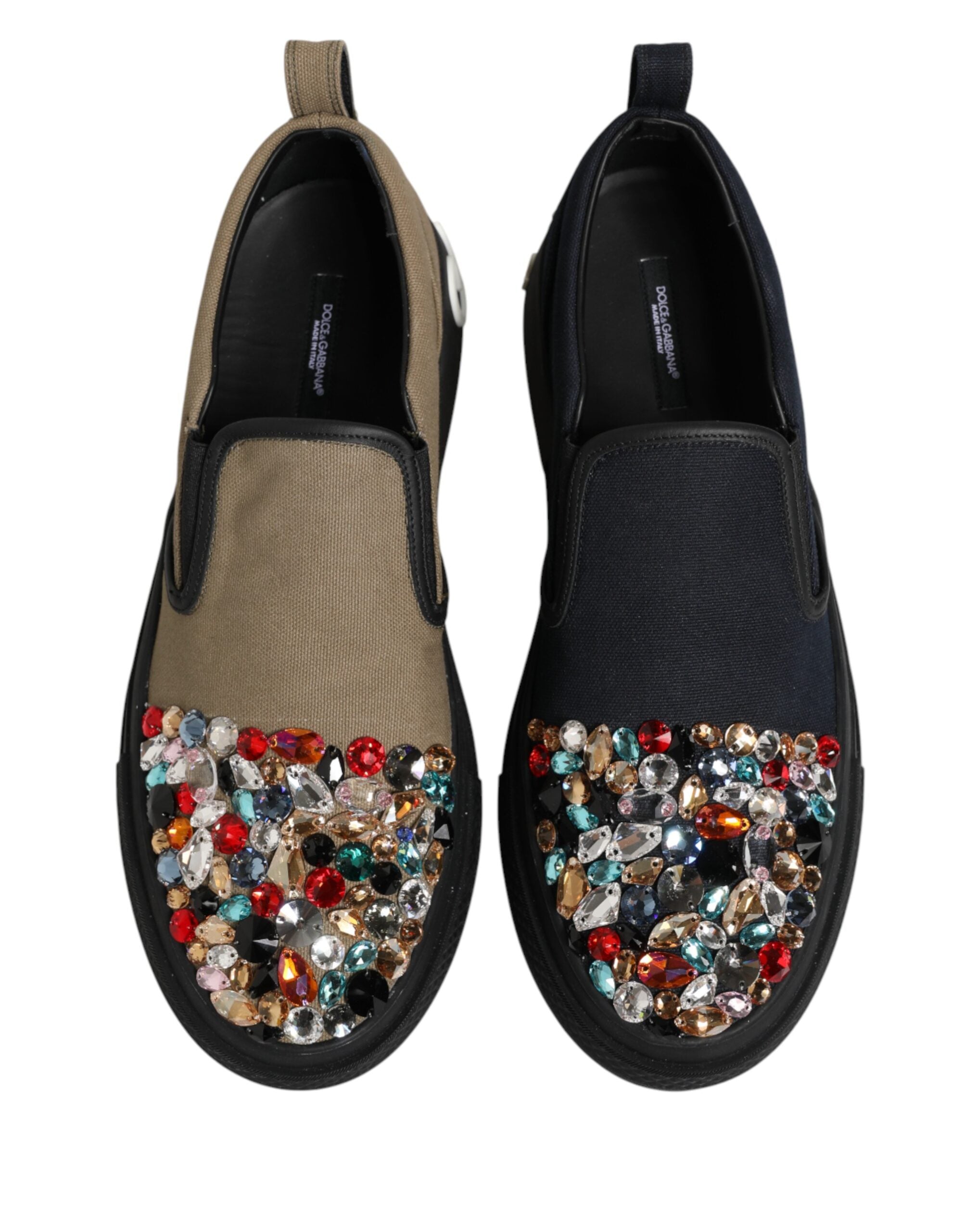 Dolce & Gabbana Blaue Canvas Sneaker mit Verzierungen zum Schlüpfen für Herren