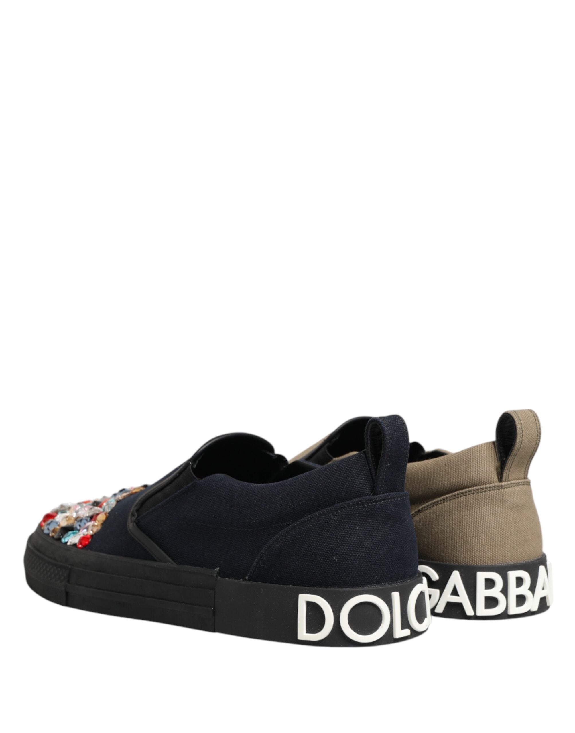 Dolce & Gabbana Blaue Canvas Sneaker mit Verzierungen zum Schlüpfen für Herren