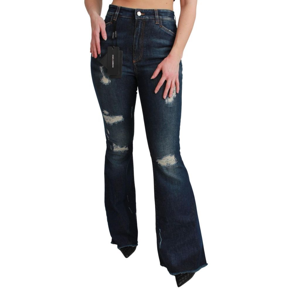 Dolce & Gabbana Blaue Baumwoll-Jeans mit ausgestelltem Bein