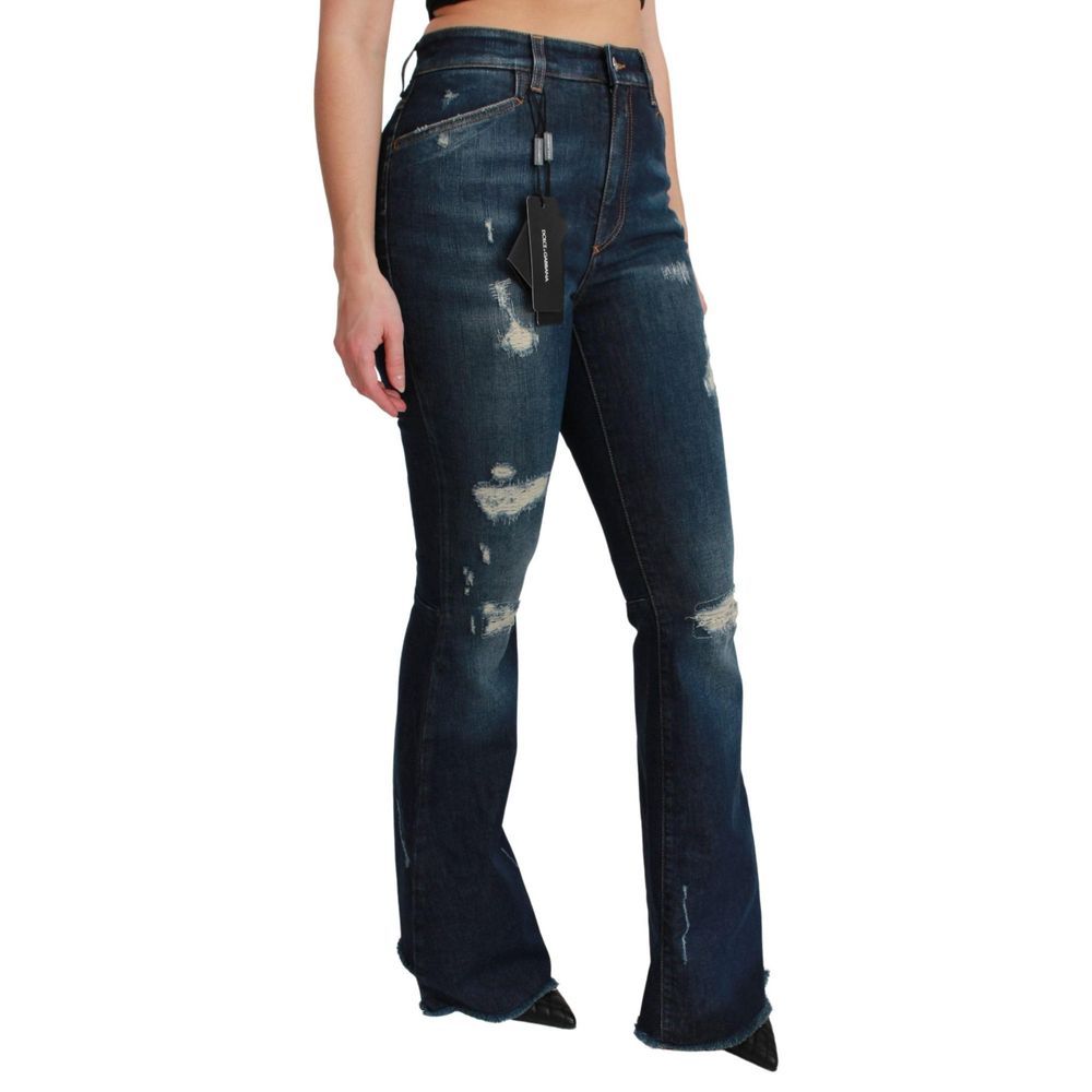 Dolce & Gabbana Blaue Baumwoll-Jeans mit ausgestelltem Bein