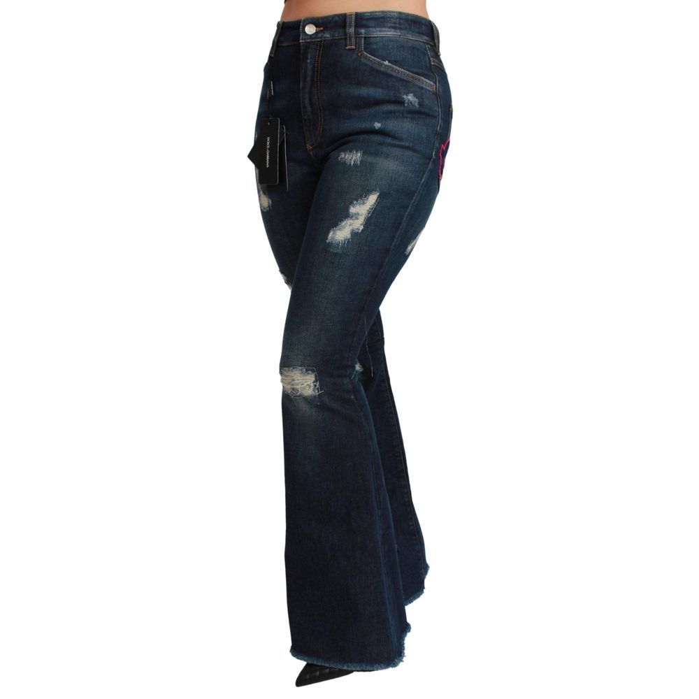 Dolce & Gabbana Blaue Baumwoll-Jeans mit ausgestelltem Bein