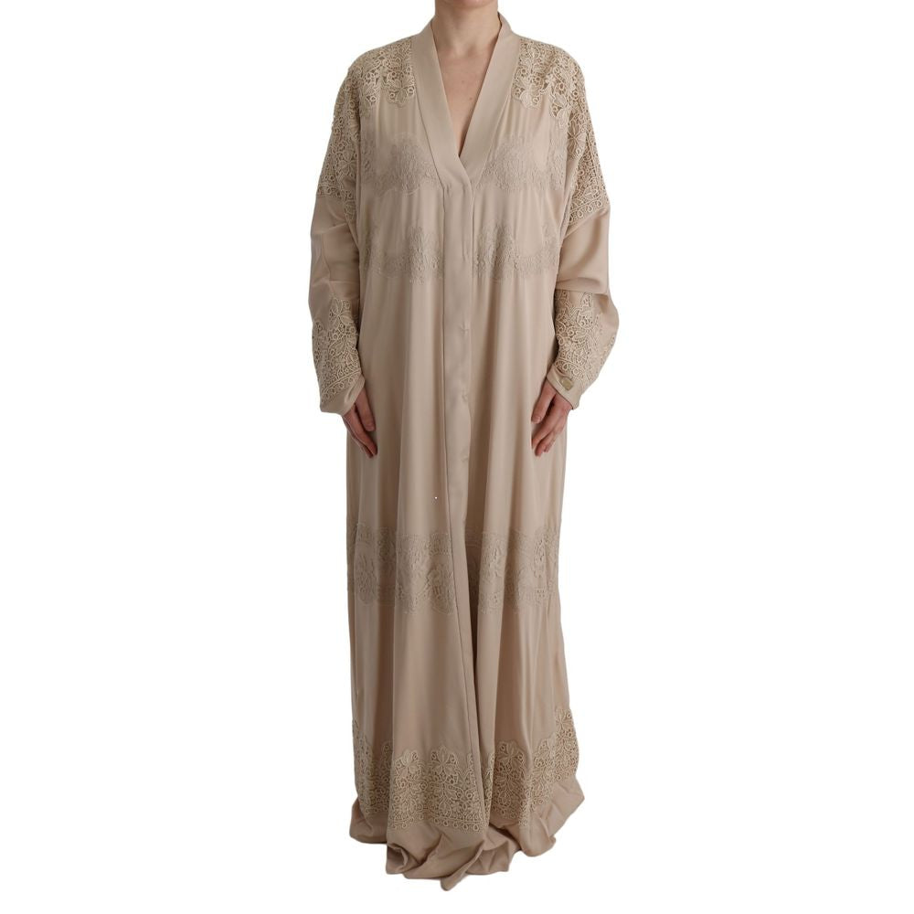 Dolce & Gabbana Beige Seidenmantel in voller Länge