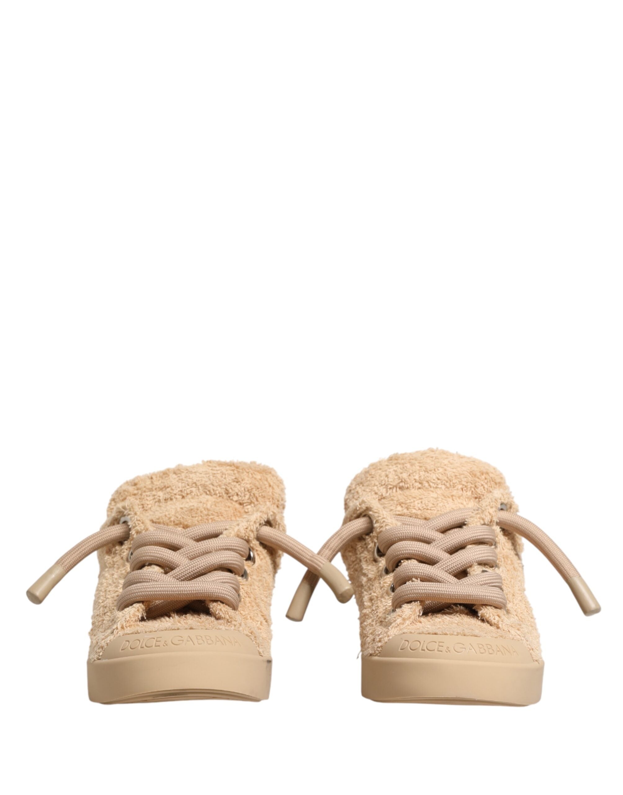 Dolce & Gabbana Schuhe Beige Kunst Shearling Low-Top-Sneaker