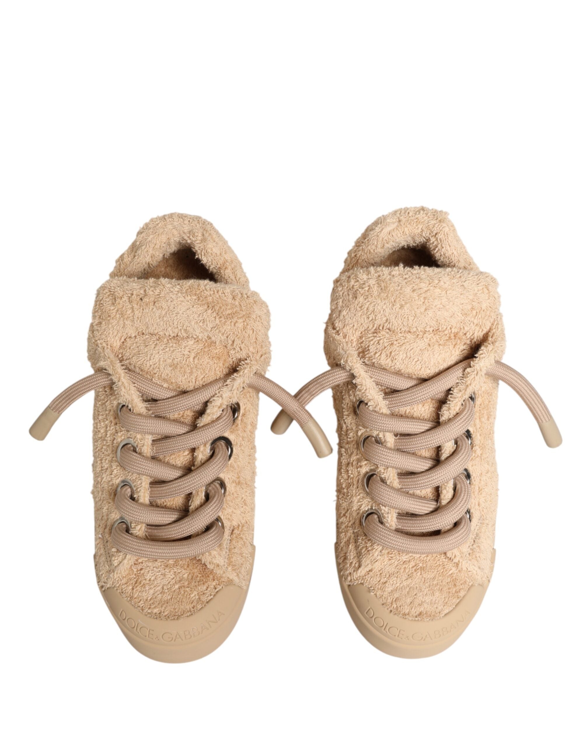 Dolce & Gabbana Schuhe Beige Kunst Shearling Low-Top-Sneaker