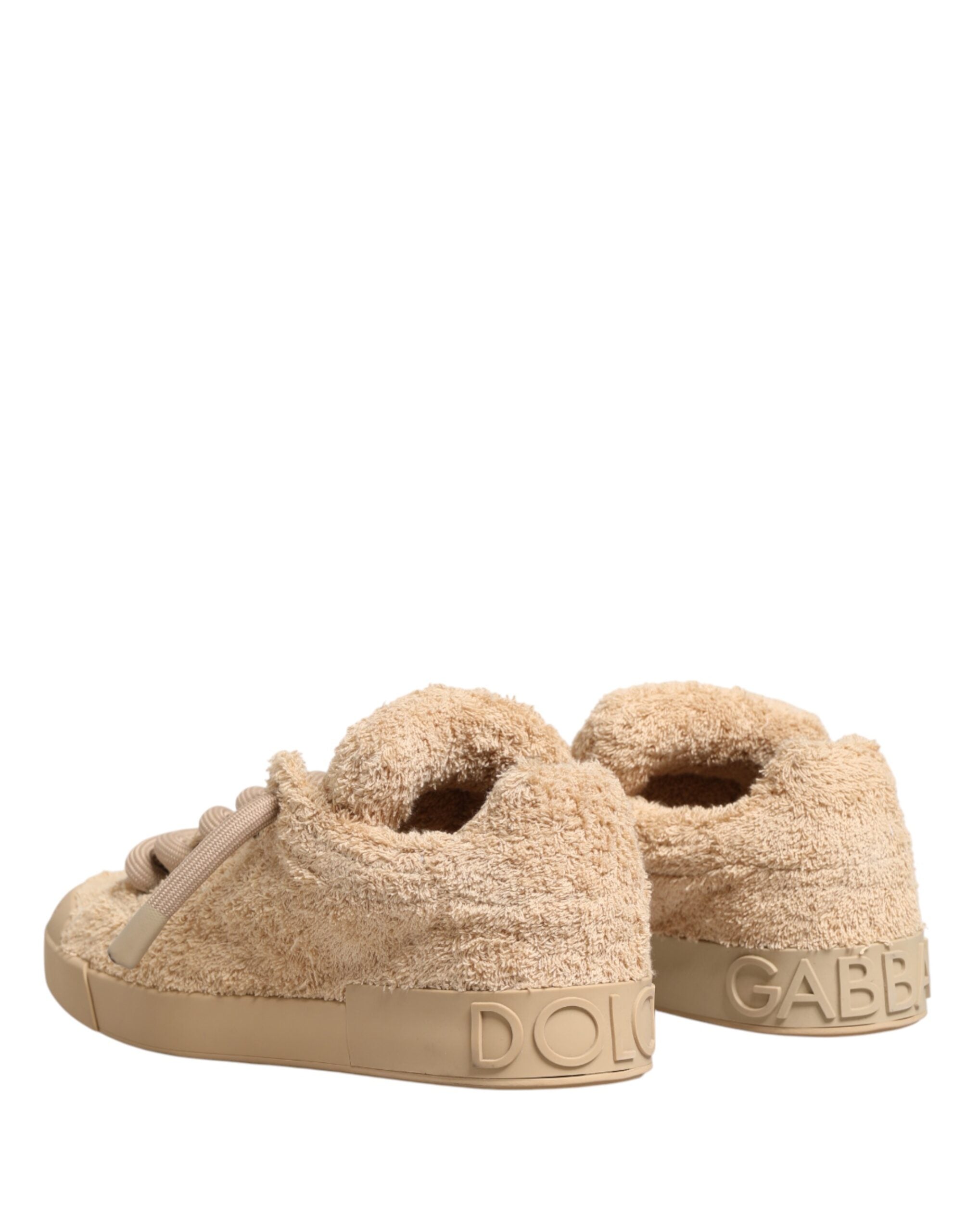 Dolce & Gabbana Schuhe Beige Kunst Shearling Low-Top-Sneaker