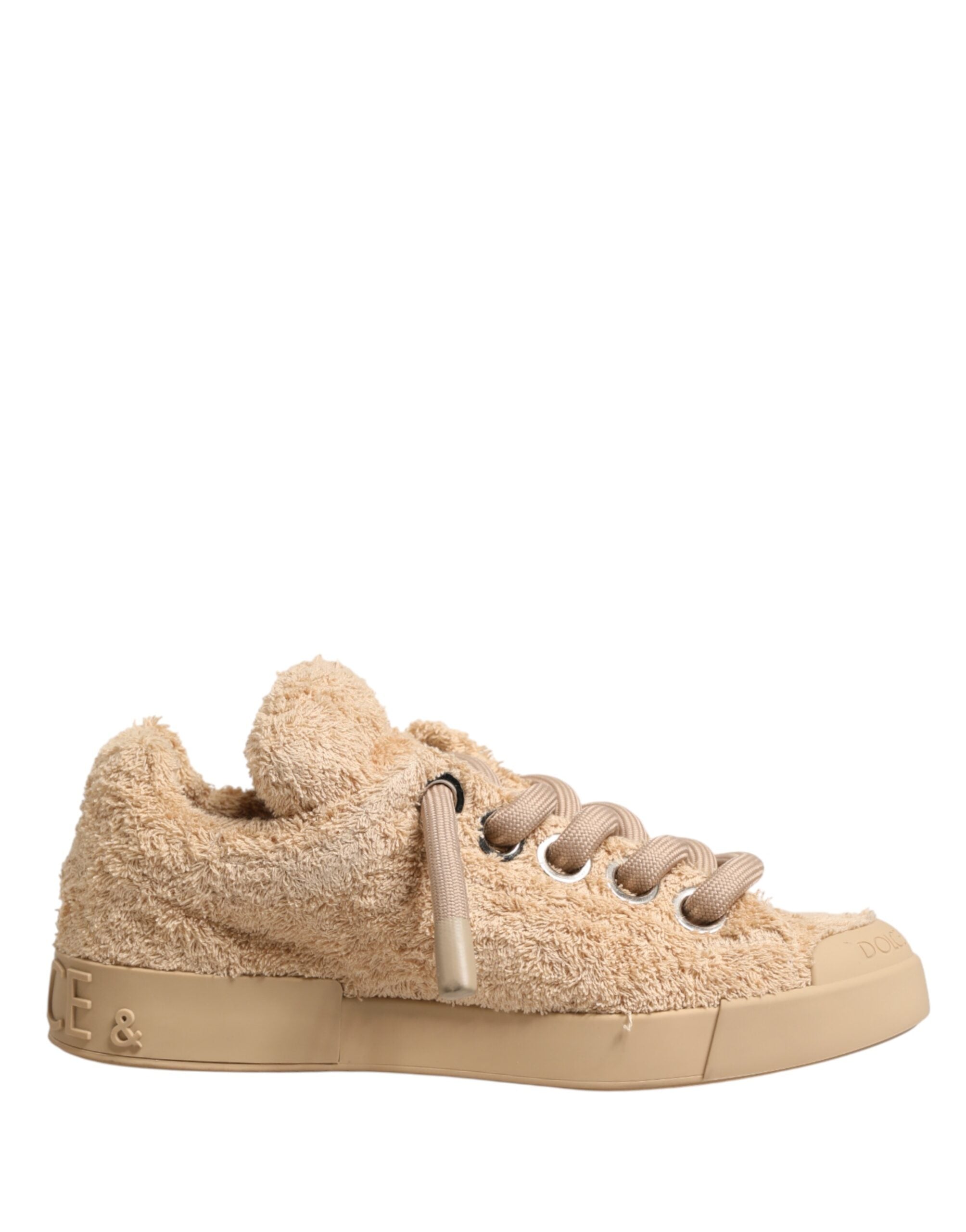 Dolce & Gabbana Schuhe Beige Kunst Shearling Low-Top-Sneaker