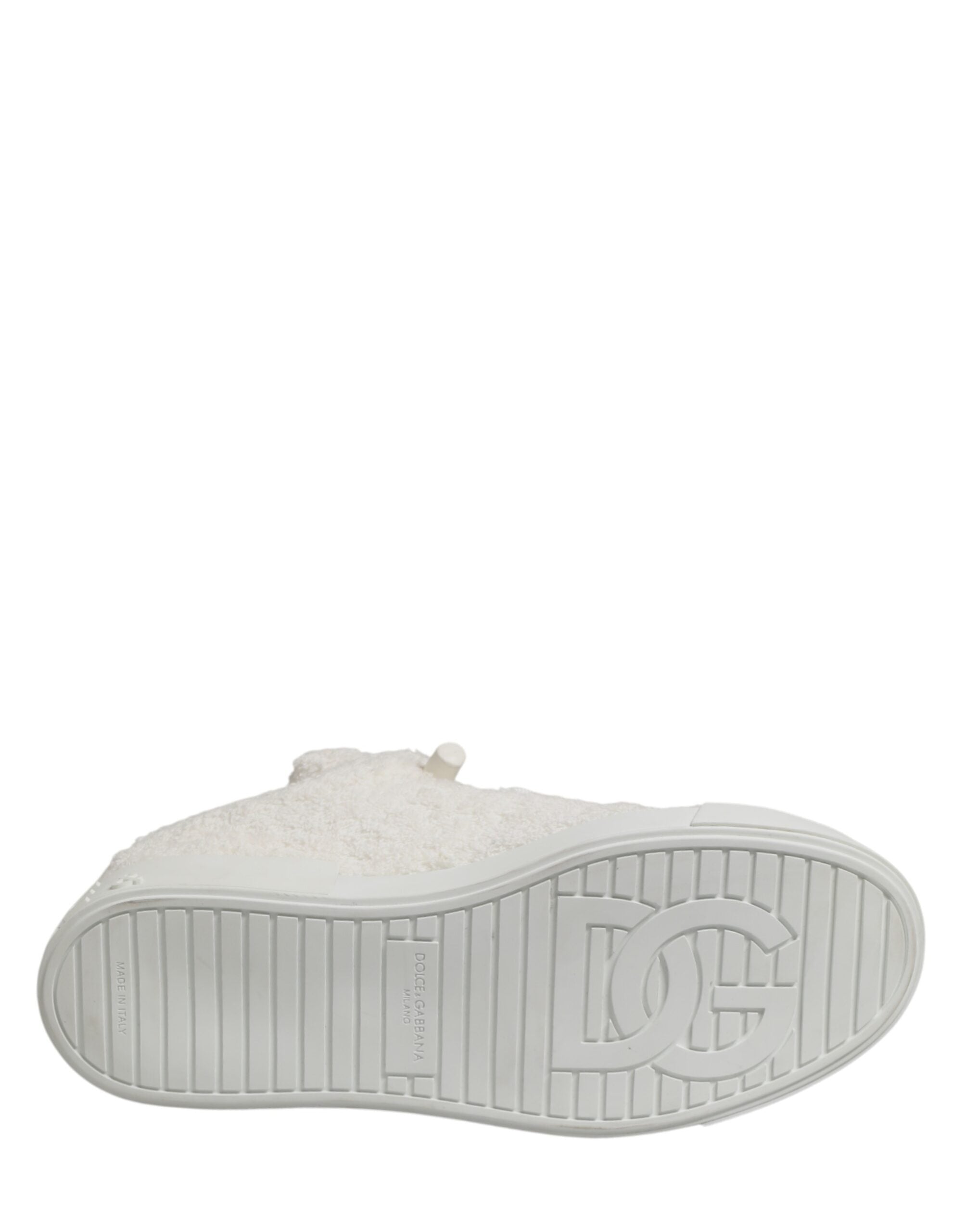 Dolce & Gabbana Weiße Low-Top-Sneaker aus Kunst Shearling