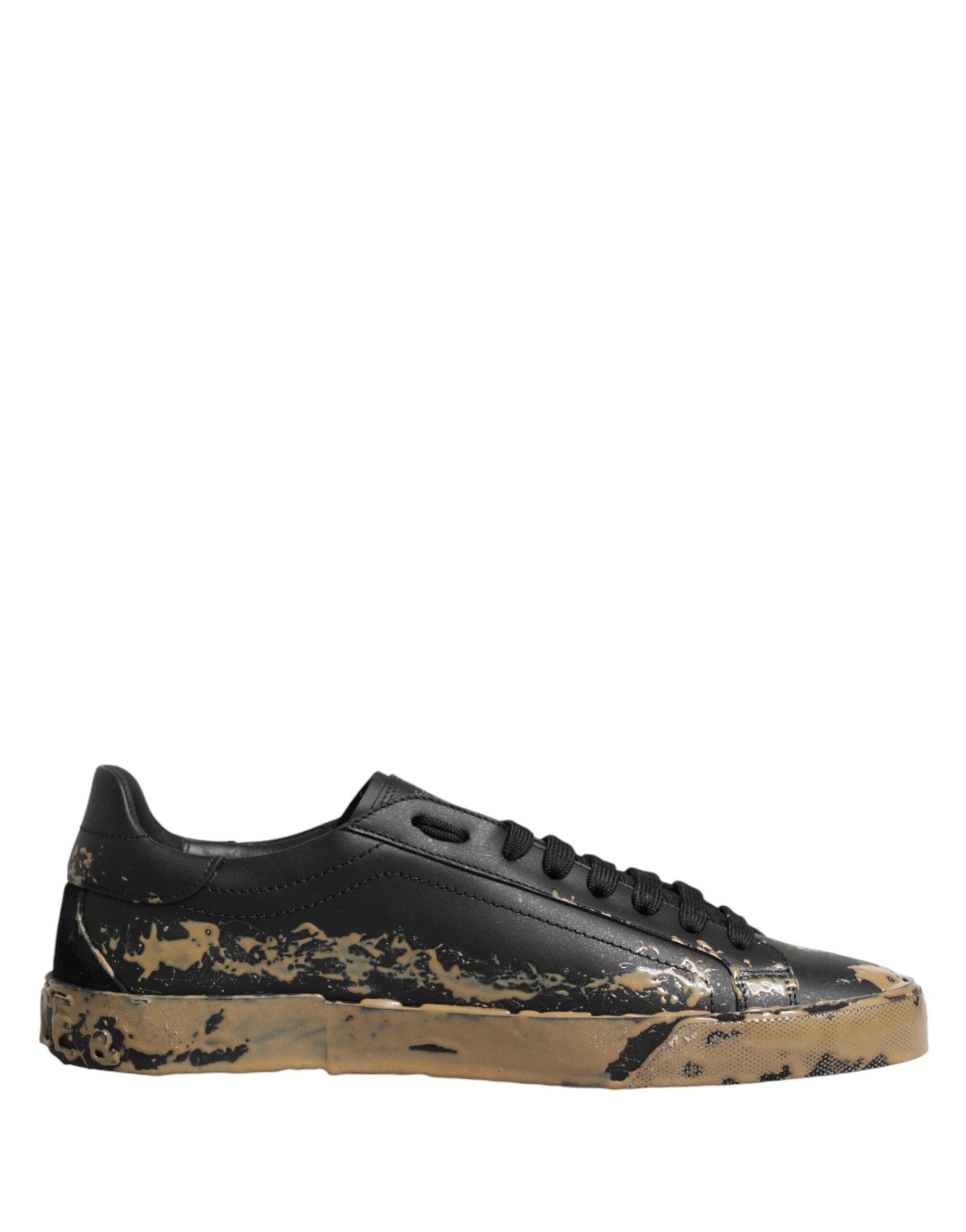 Dolce & Gabbana Schwarze Portofino Sneaker in Used-Look, Low-Top
