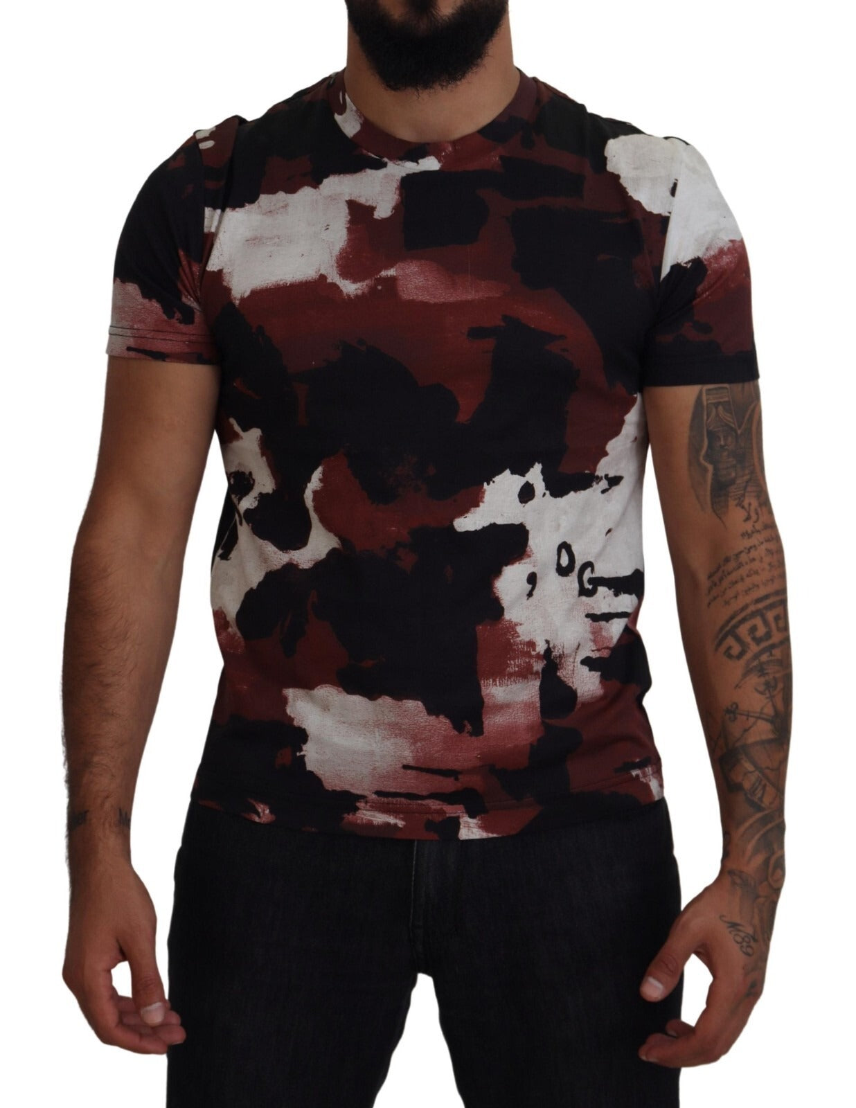 Dolce & Gabbana Mehrfarbiges Baumwoll-T-Shirt mit Rundhalsausschnitt im Tie-Dye-Look