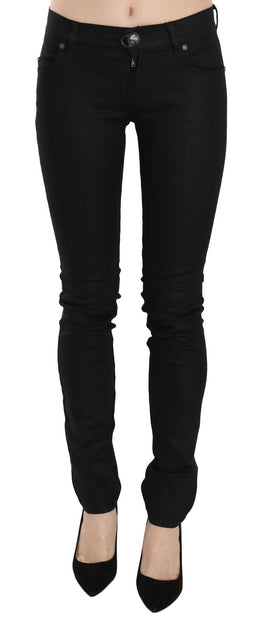 PLEIN SUD Schwarze Skinny Jeans aus Baumwolle mit mittlerer Taille