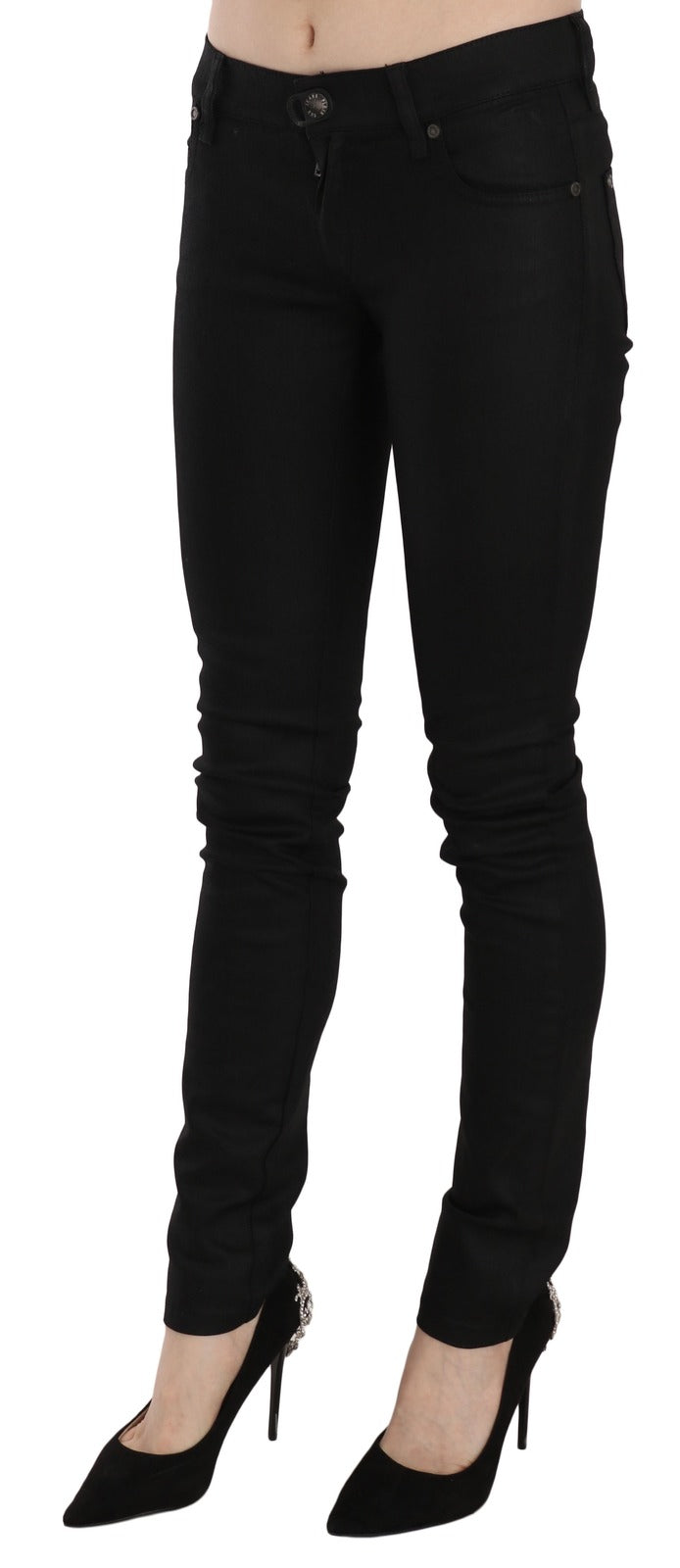 PLEIN SUD Schwarze Skinny Jeans aus Baumwolle mit mittlerer Taille