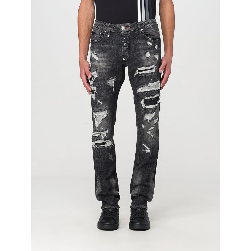 Philipp Plein Graue Slim Fit Jeans aus Denim