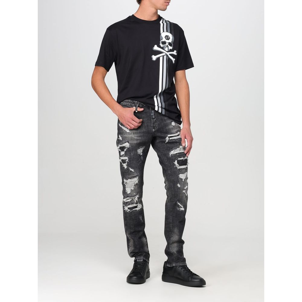 Philipp Plein Graue Slim Fit Jeans aus Denim
