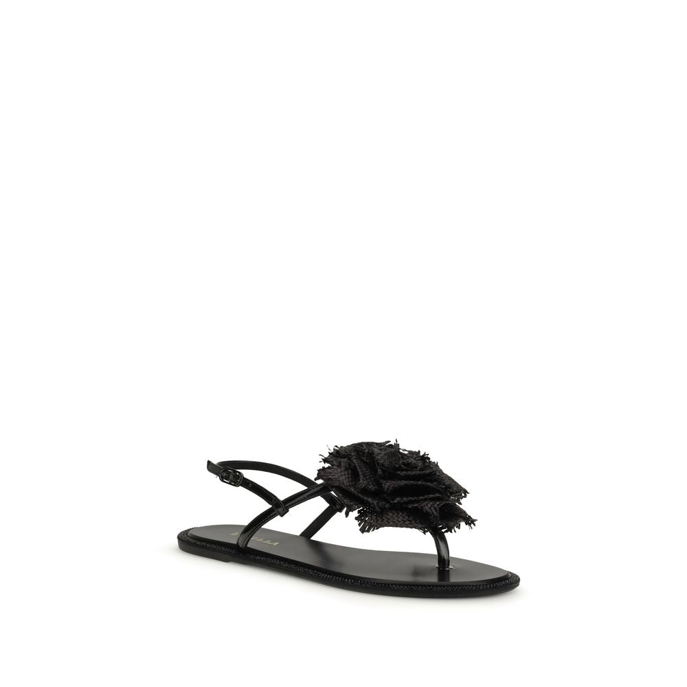 LE SILLA Schwarze Bos Taurus Kalbsleder-Sandalen