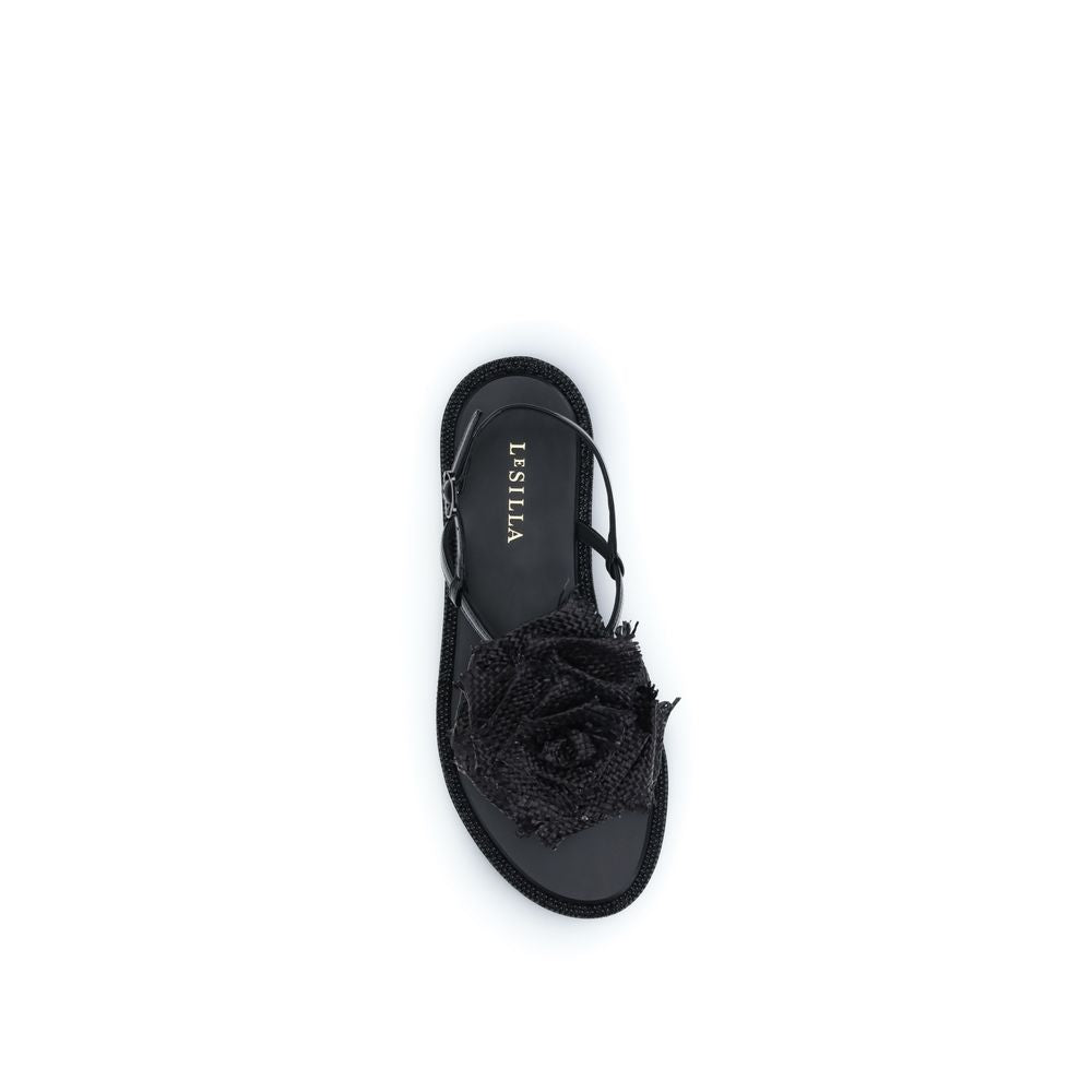LE SILLA Schwarze Bos Taurus Kalbsleder-Sandalen