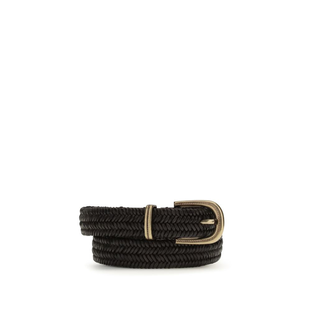 Brunello Cucinelli Schwarzer Kalbsleder Bos Taurus Regular Gürtel