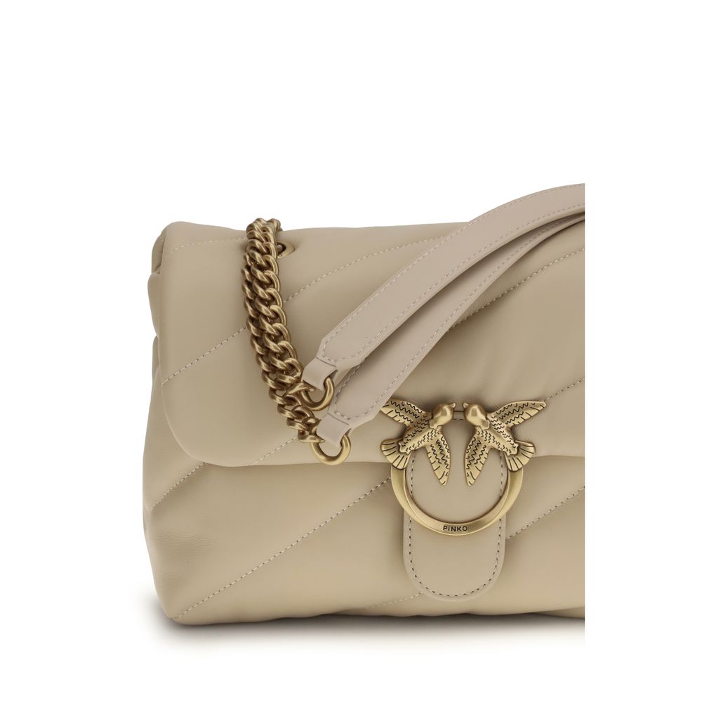 PINKO Beige Kalbsleder Bos Taurus Schultertasche