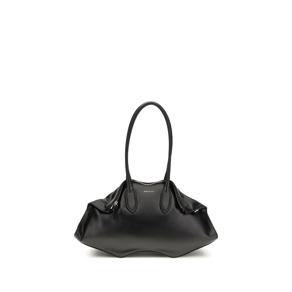 Alexander McQueen Schwarze Bos Taurus Kalbsleder Schultertasche