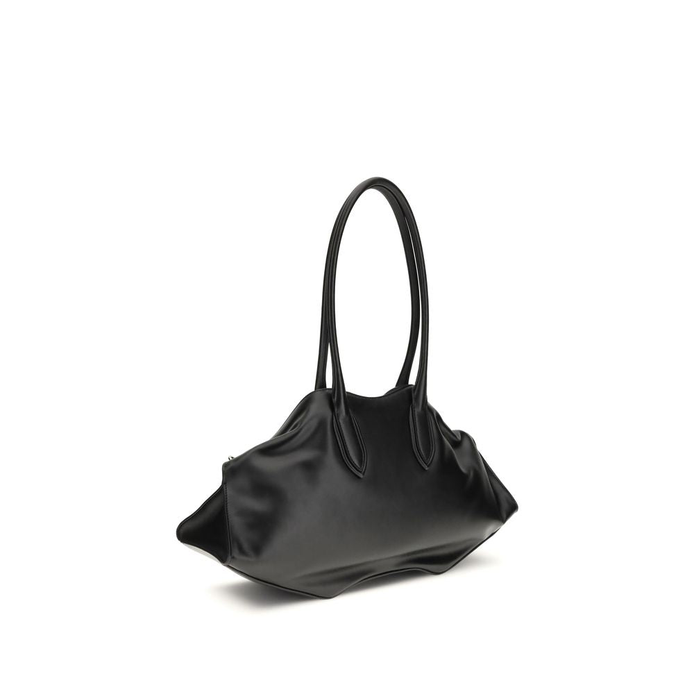 Alexander McQueen Schwarze Bos Taurus Kalbsleder Schultertasche